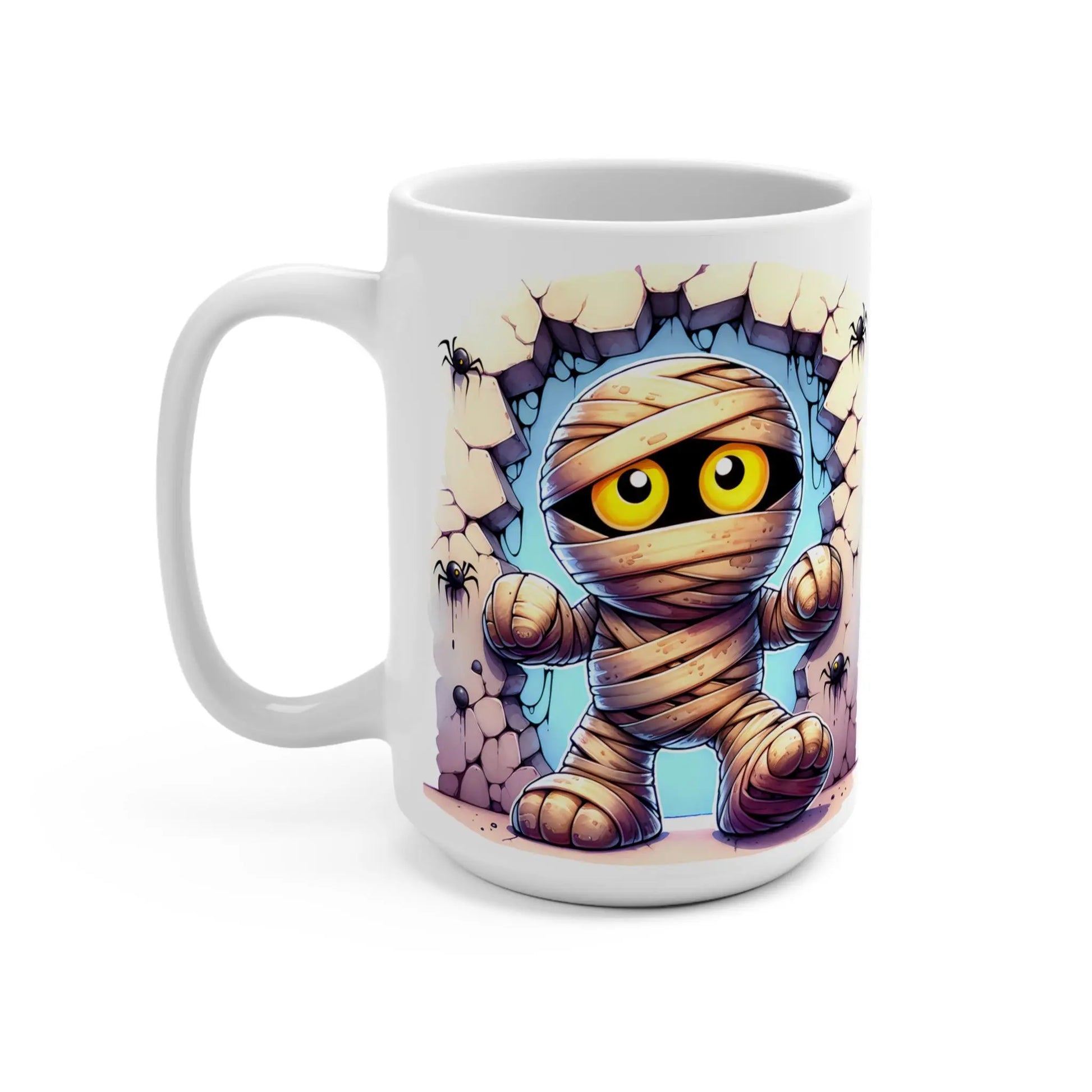 Whimsical Mummy Mug: Halloween Coffee Cup, Spooky Decor Rainbow Chaos Art Studio