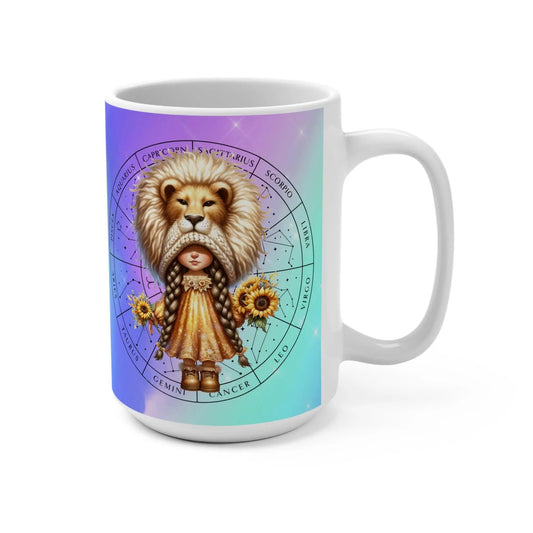 LEO - Zodiac Gnome Mug, Leo, Cute Coffee Mug, Birthday Gift - 15oz, Astrology Cup, Horoscope Tea Cup, Personalized Ceramic Drinkware, Unique Rainbow Chaos Art Studio