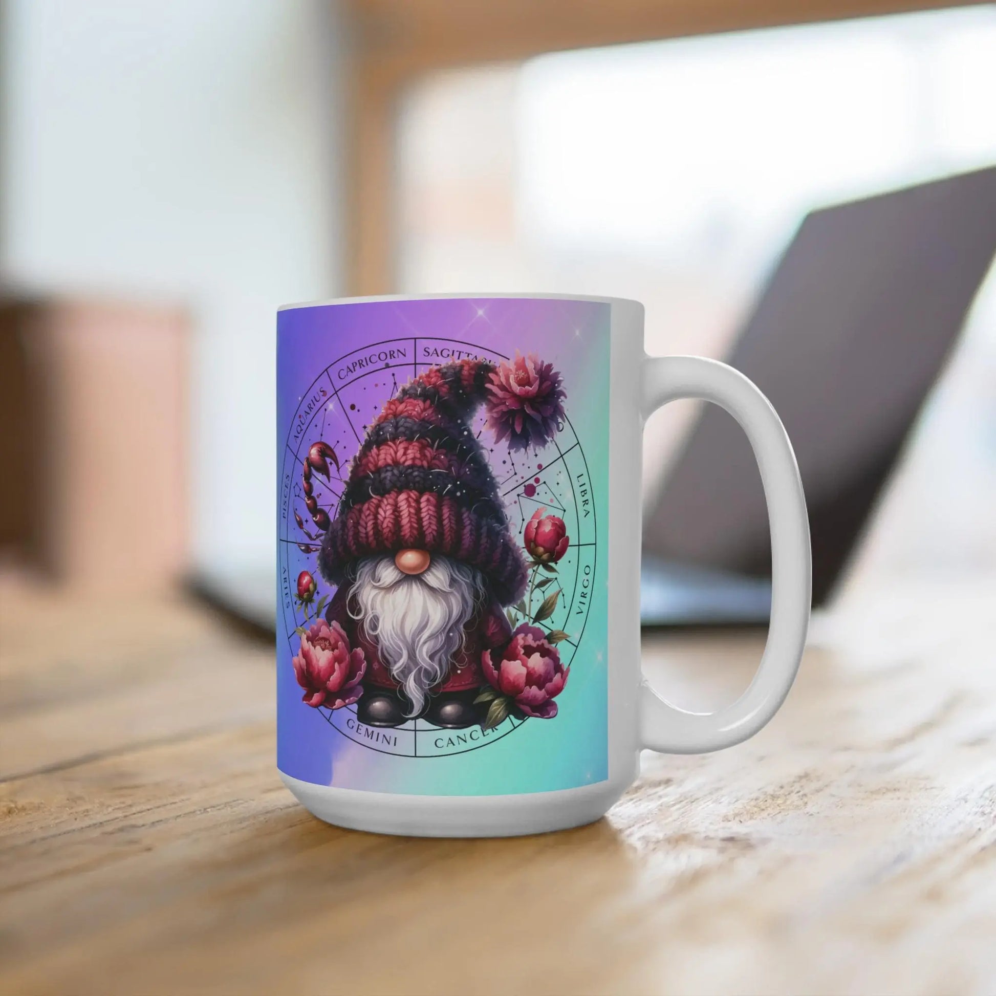 SCORPIO - Zodiac Gnome Mug, Scorpio Coffee Cup, Birthday Gift, Cute Ceramic Drinkware, Unique Tea Mugs, Horoscope Lover Kitchen Decor Rainbow Chaos Art Studio