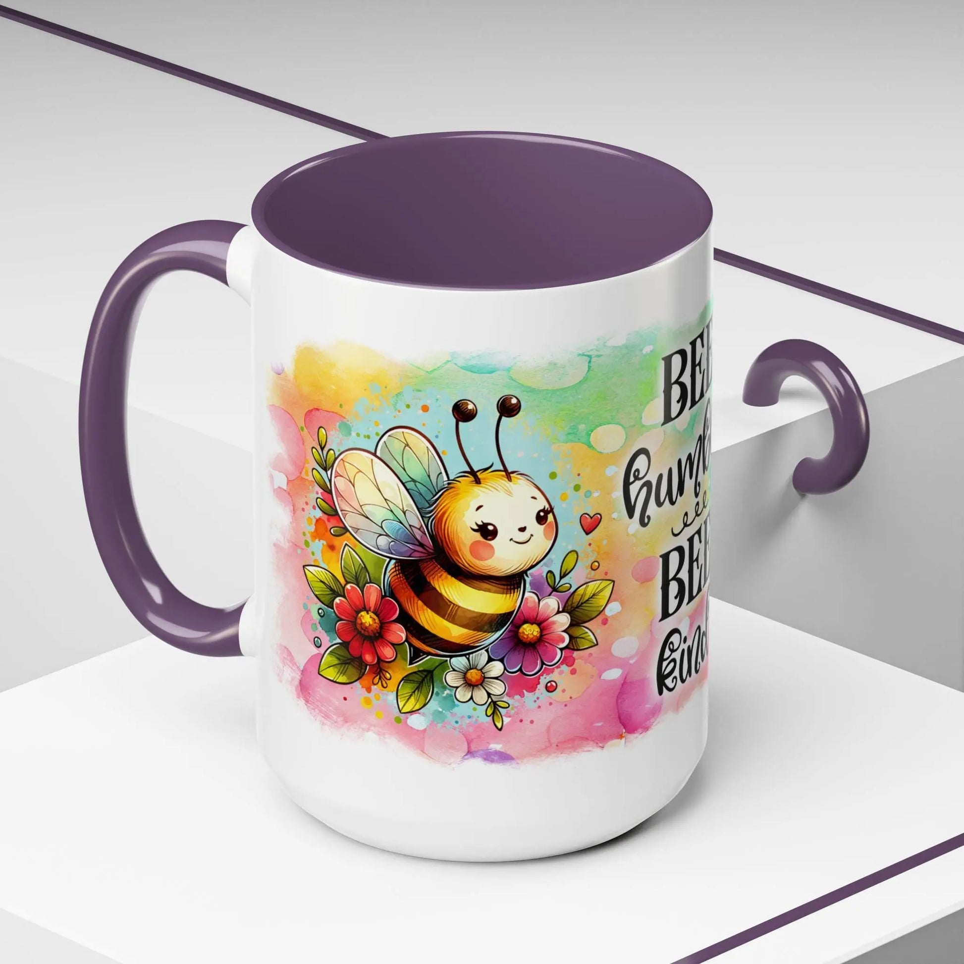 Bee Kind Coffee Mug: Colorful Ceramic Bee Lover Gift Rainbow Chaos Art Studio