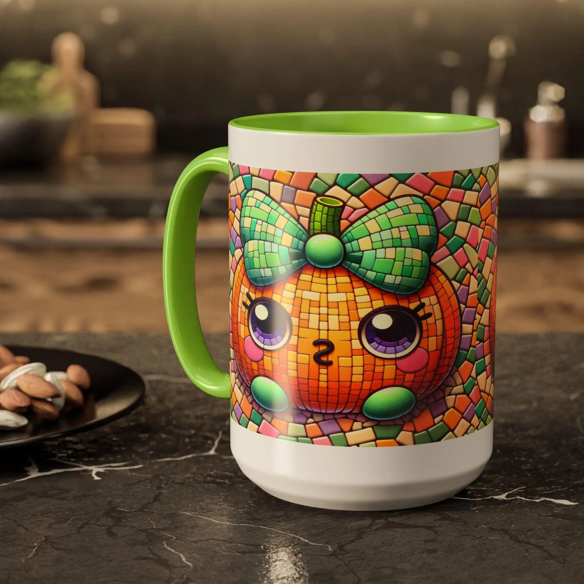 Colorful Pumpkin Mosaic Mug: Fall Decor, Cozy Drinkware Rainbow Chaos Art Studio