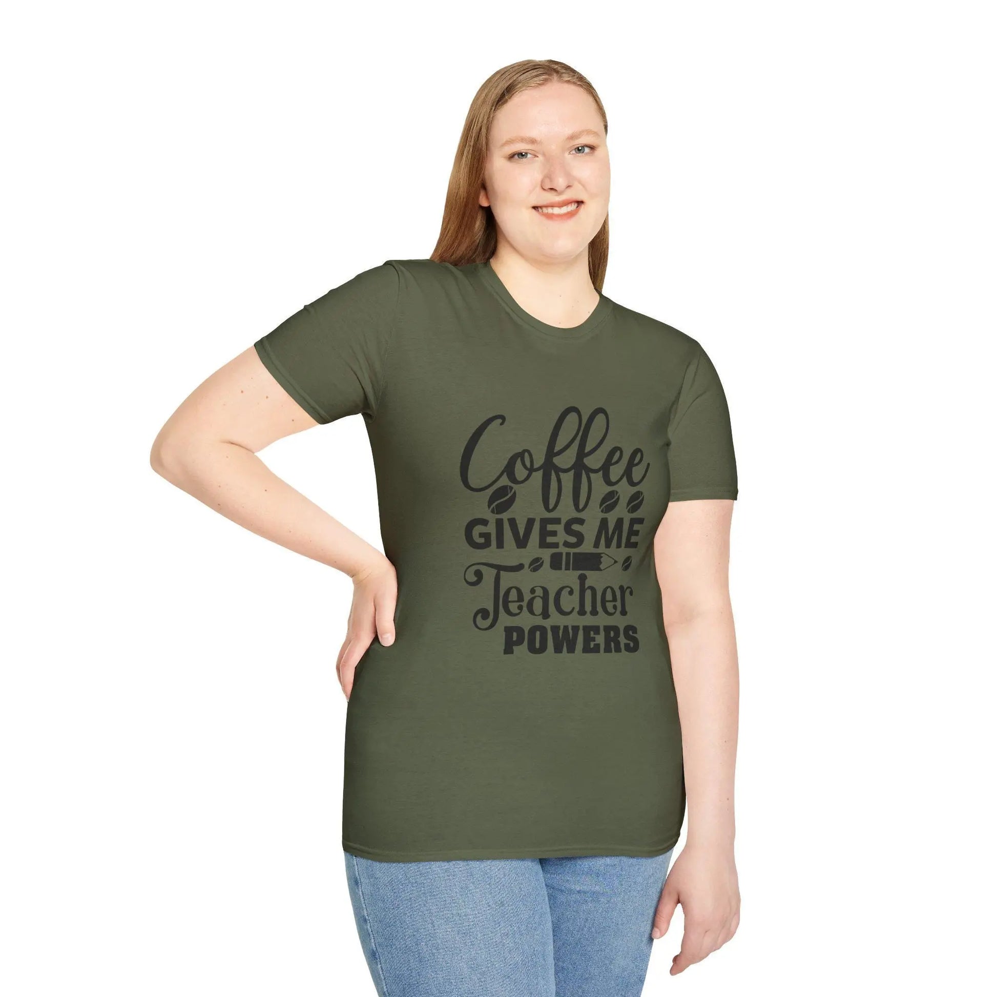 Coffee Teacher Powers T-Shirt: Back To School Outfit Rainbow Chaos Art Studio