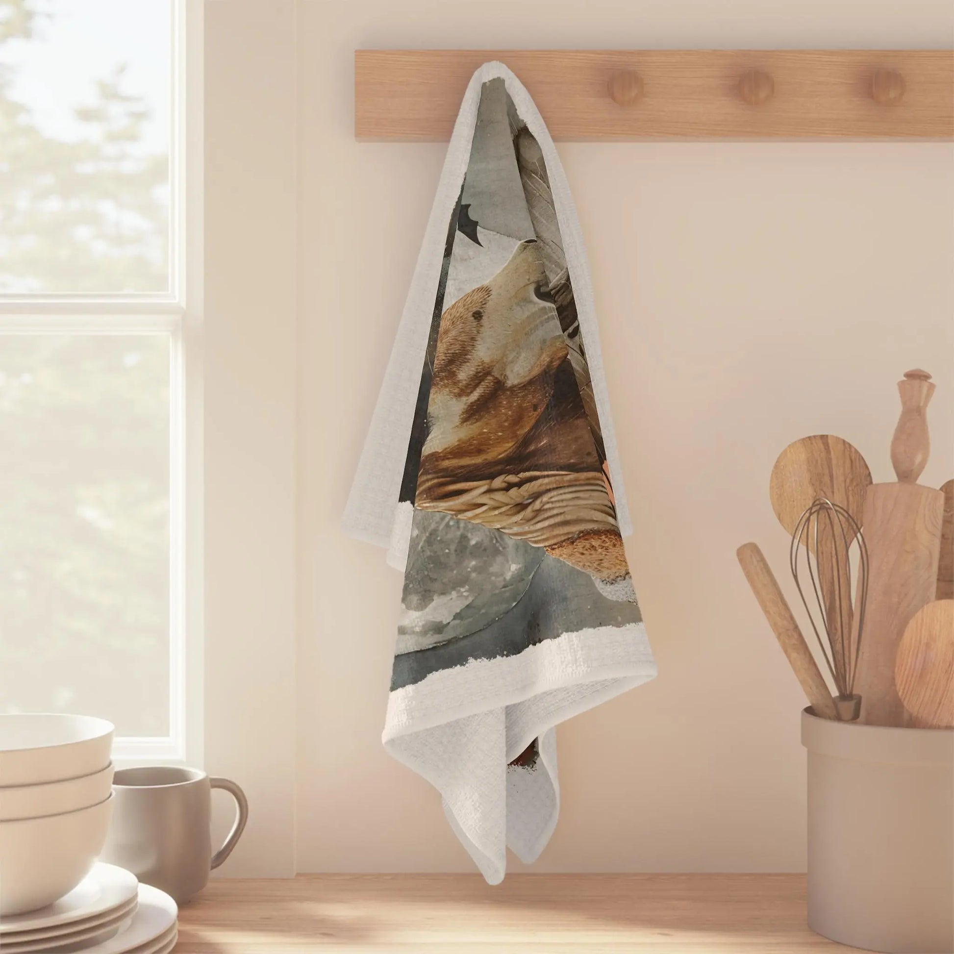 Horse Tea Towel: Harvest Moon Autumn Kitchen Decor Rainbow Chaos Art Studio