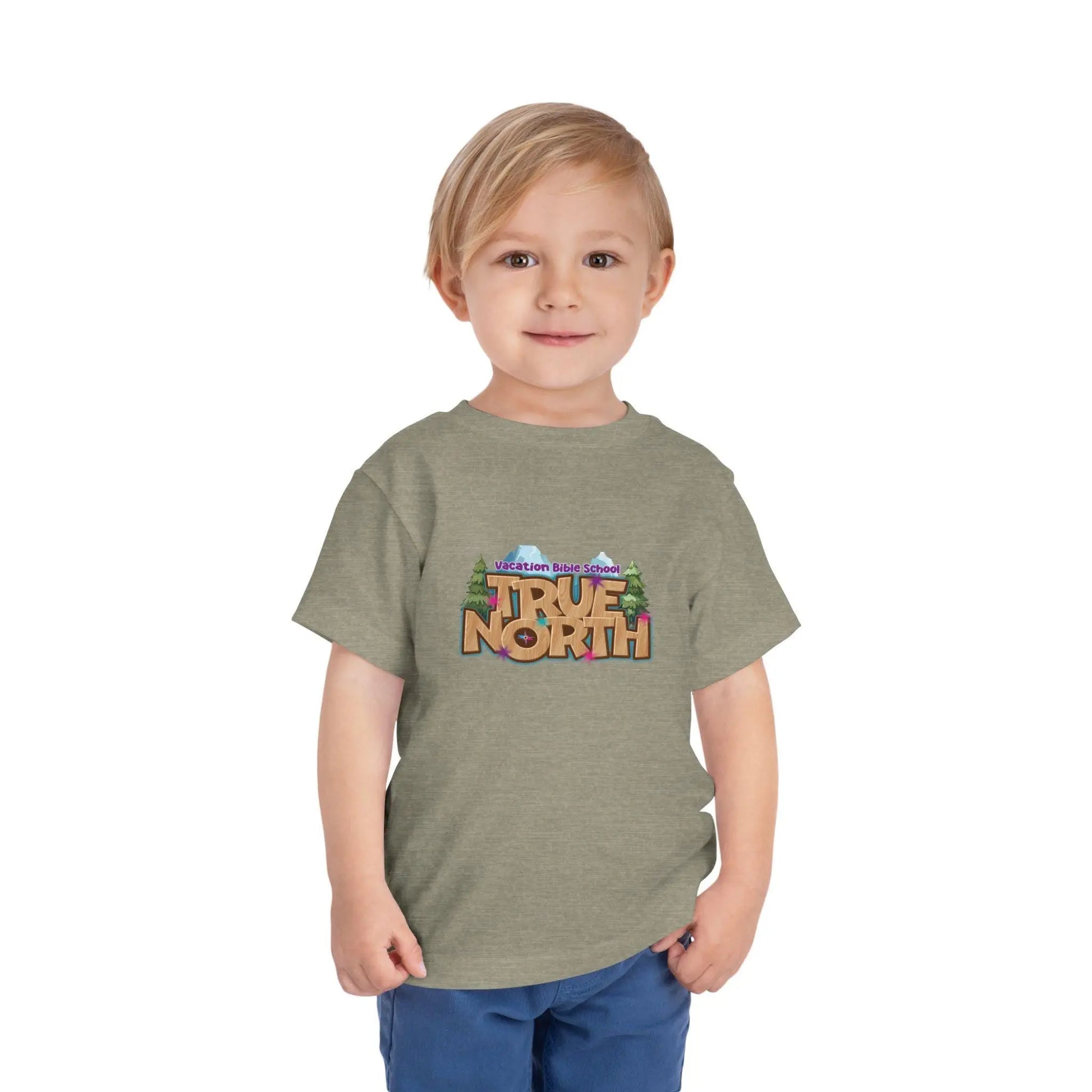 Toddler True North Tee: Explore Nature, Trusting Jesus Design Rainbow Chaos Art Studio