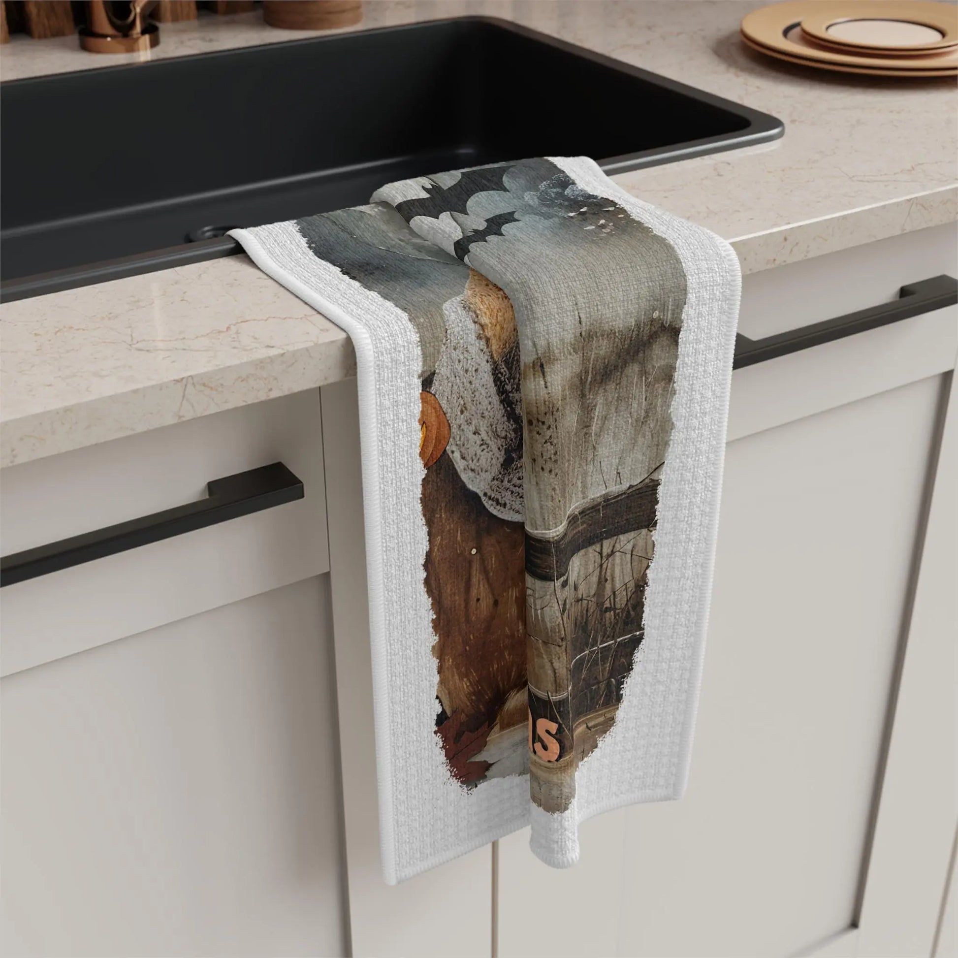 Horse Tea Towel: Harvest Moon Autumn Kitchen Decor Rainbow Chaos Art Studio