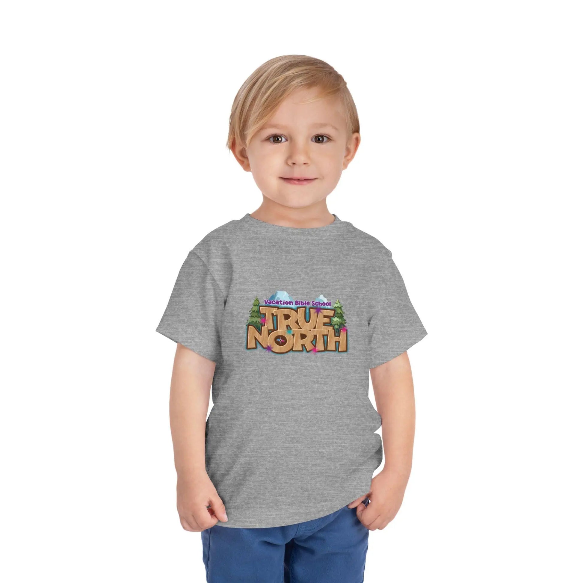 Toddler True North Tee: Explore Nature, Trusting Jesus Design Rainbow Chaos Art Studio