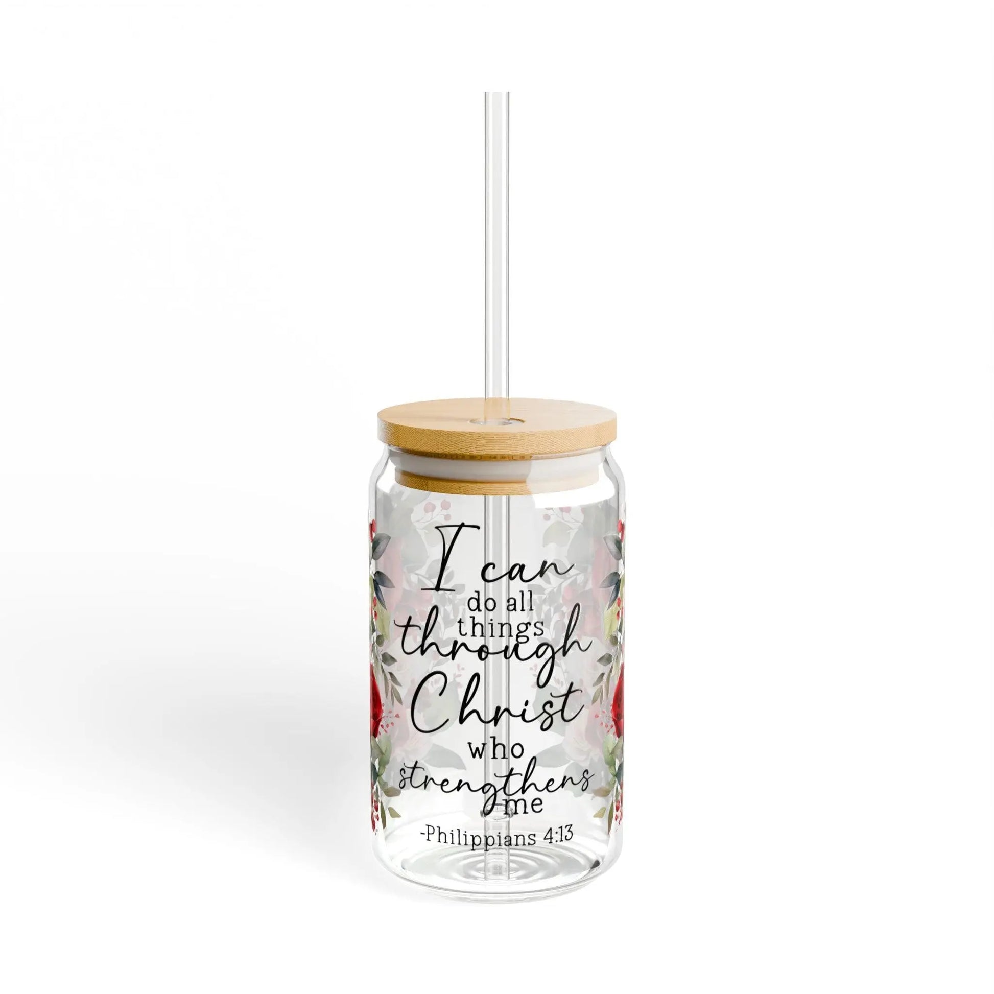 Floral Inspirational Sipper Glass: 16oz Quotes Tumbler Rainbow Chaos Art Studio