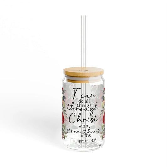 Floral Inspirational Sipper Glass: 16oz Quotes Tumbler Rainbow Chaos Art Studio