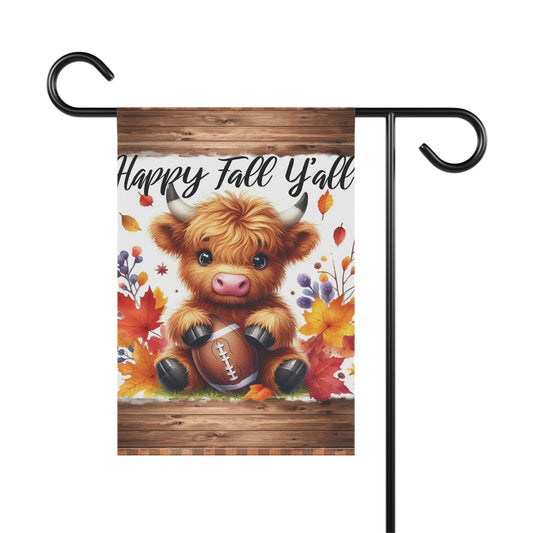 Fall Farmhouse Garden Banner, Cute Cow Decor, Autumn Yard Flag, Happy Fall Y'all, Seasonal Outdoor Decor, Harvest Welcome Sign Printify