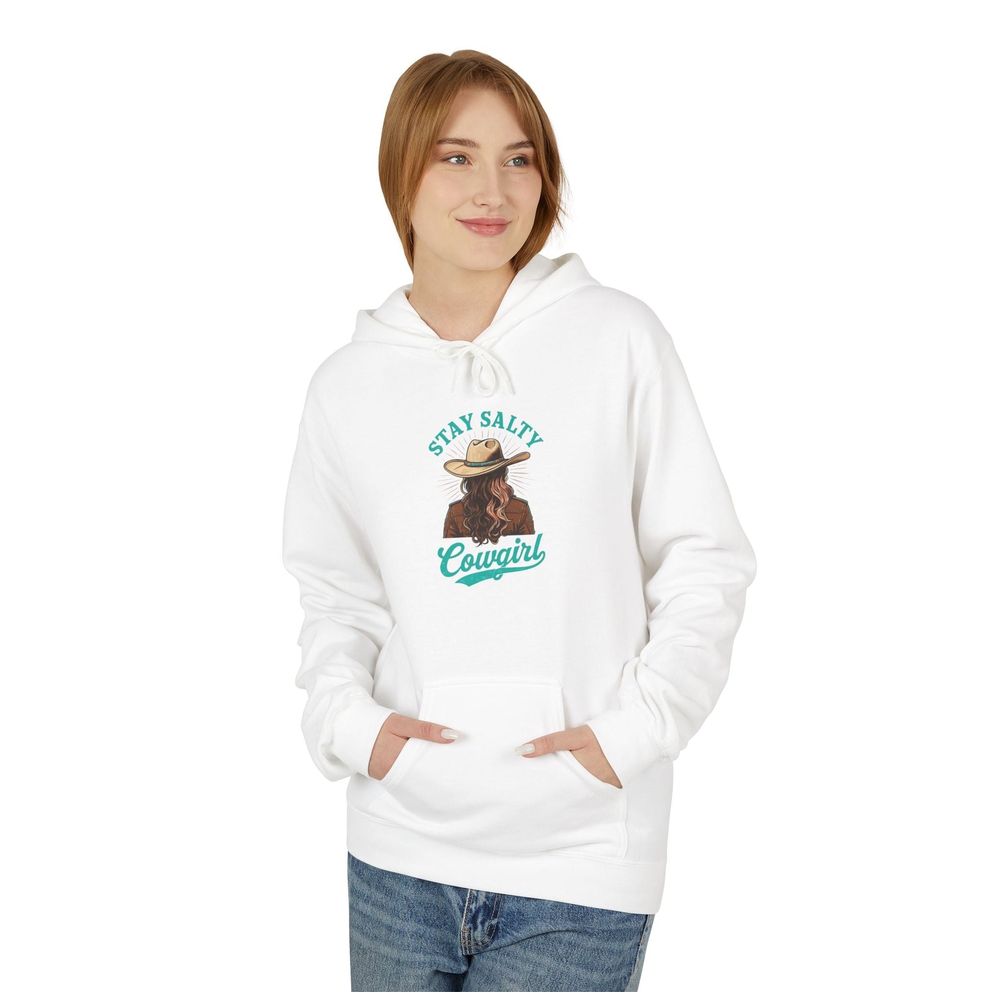 Cowgirl Stay Salty Hoodie, Cozy Fleece Pullover, Western Gift, Country Style Sweatshirt, Unisex Adorable Apparel Printify