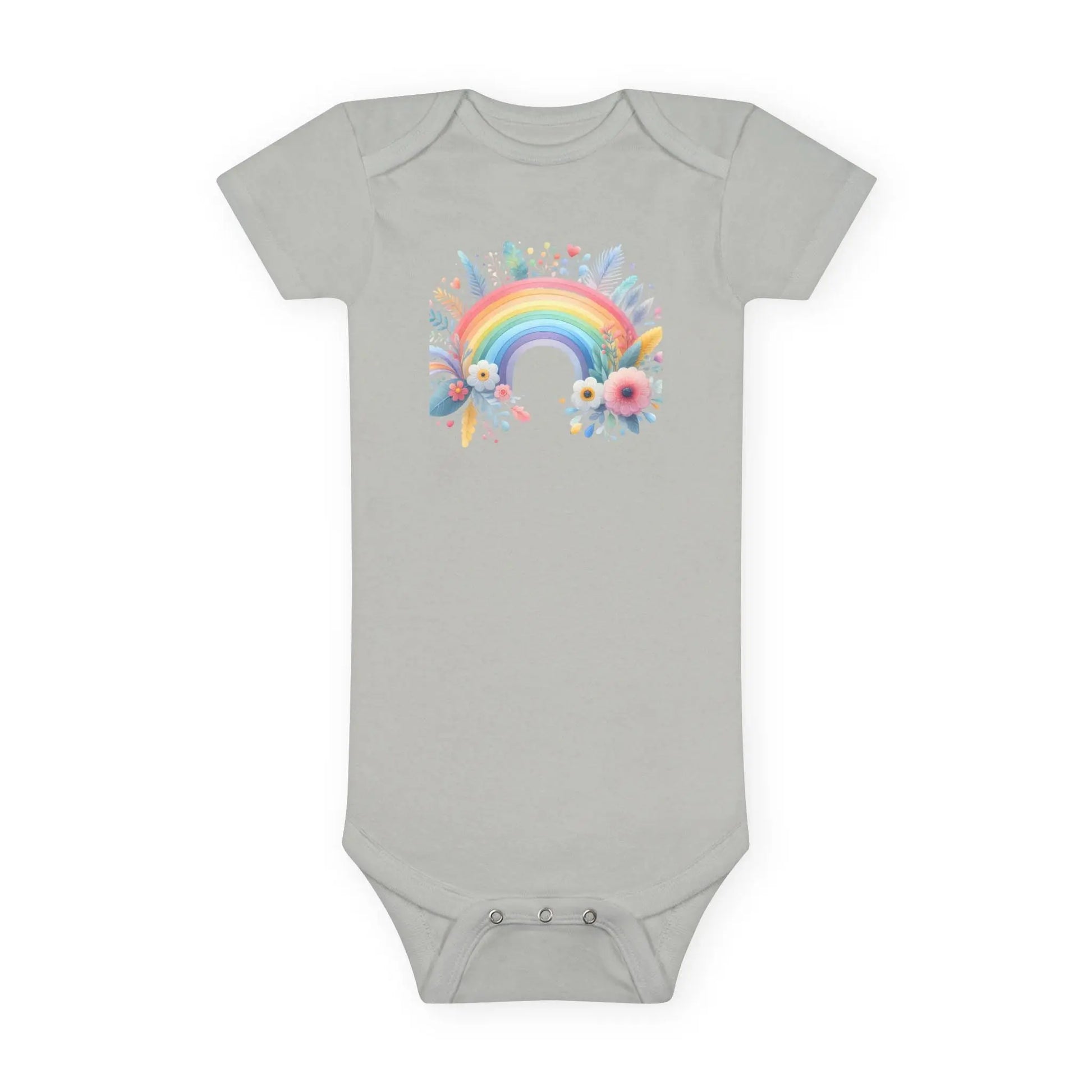 Rainbow Floral Baby Girl Onesie: 100% Cotton Infant Outfit Rainbow Chaos Art Studio