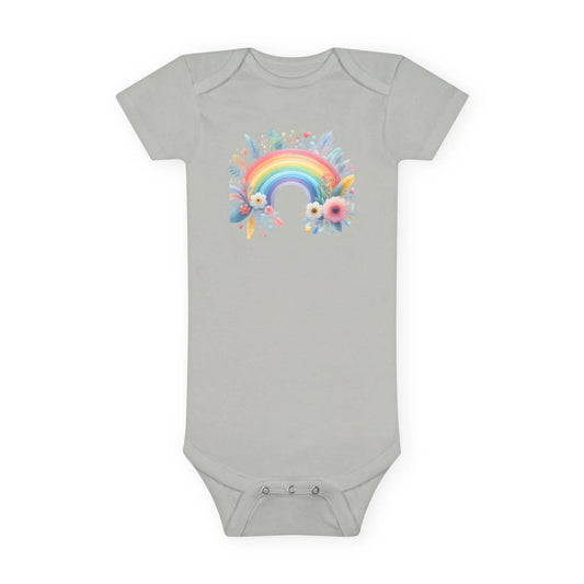 Rainbow Floral Baby Girl Onesie: 100% Cotton Infant Outfit Rainbow Chaos Art Studio
