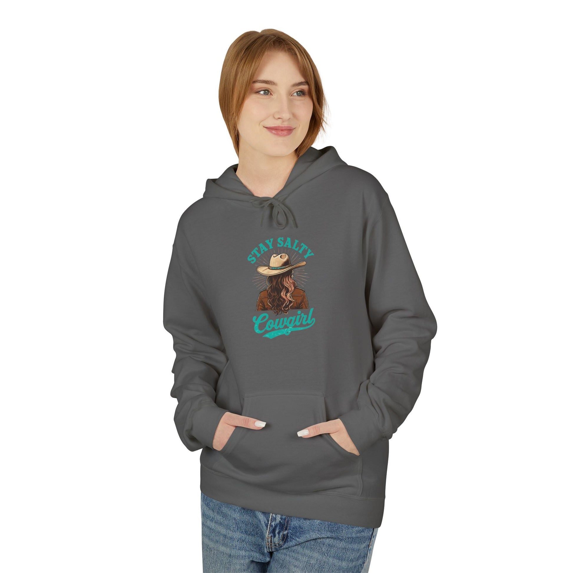 Cowgirl Stay Salty Hoodie, Cozy Fleece Pullover, Western Gift, Country Style Sweatshirt, Unisex Adorable Apparel Printify