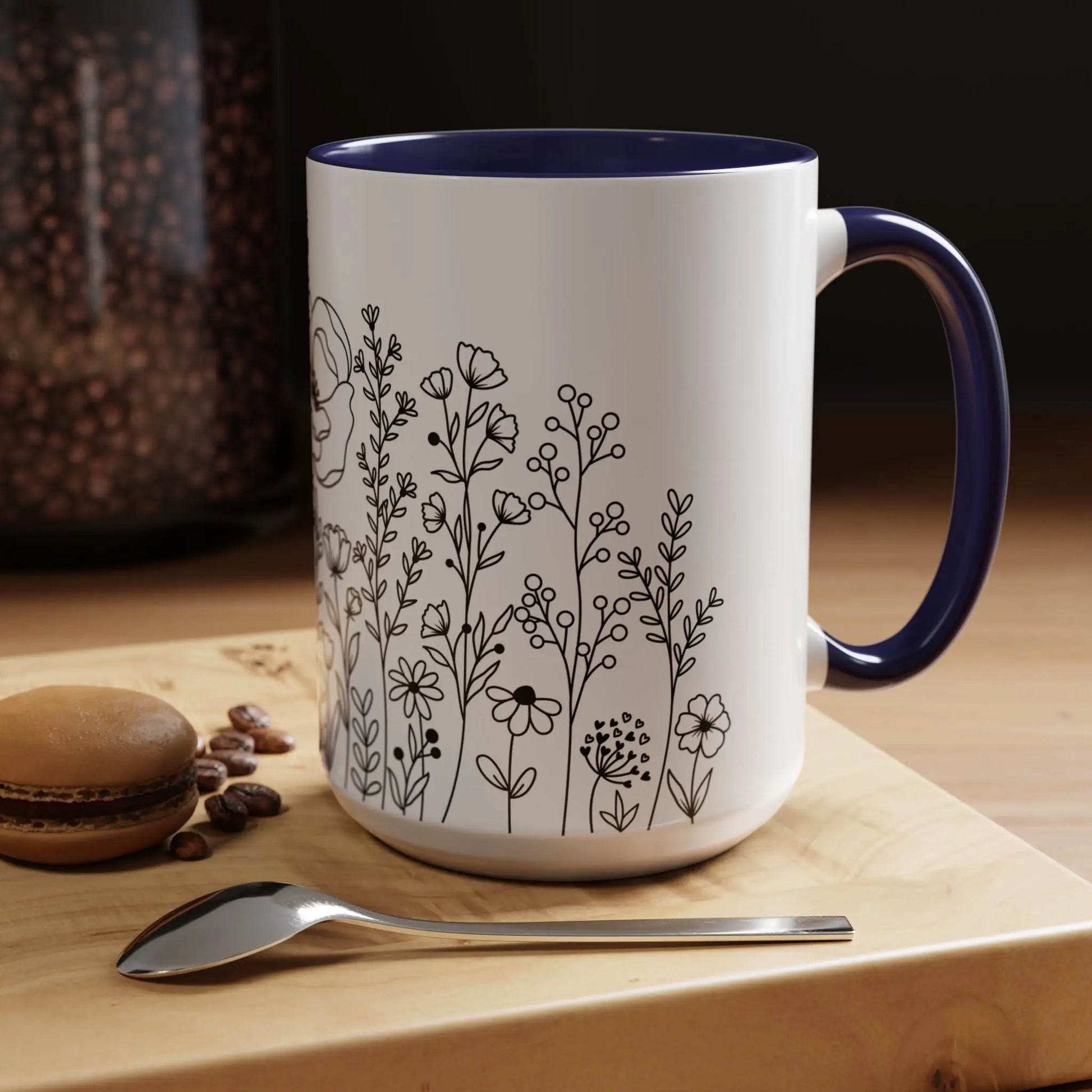Floral Accent Coffee Mug - Botanical Drinkware, Gift for Plant Lovers, Garden Decor, Spring Birthday, Eco-friendly Mug Printify