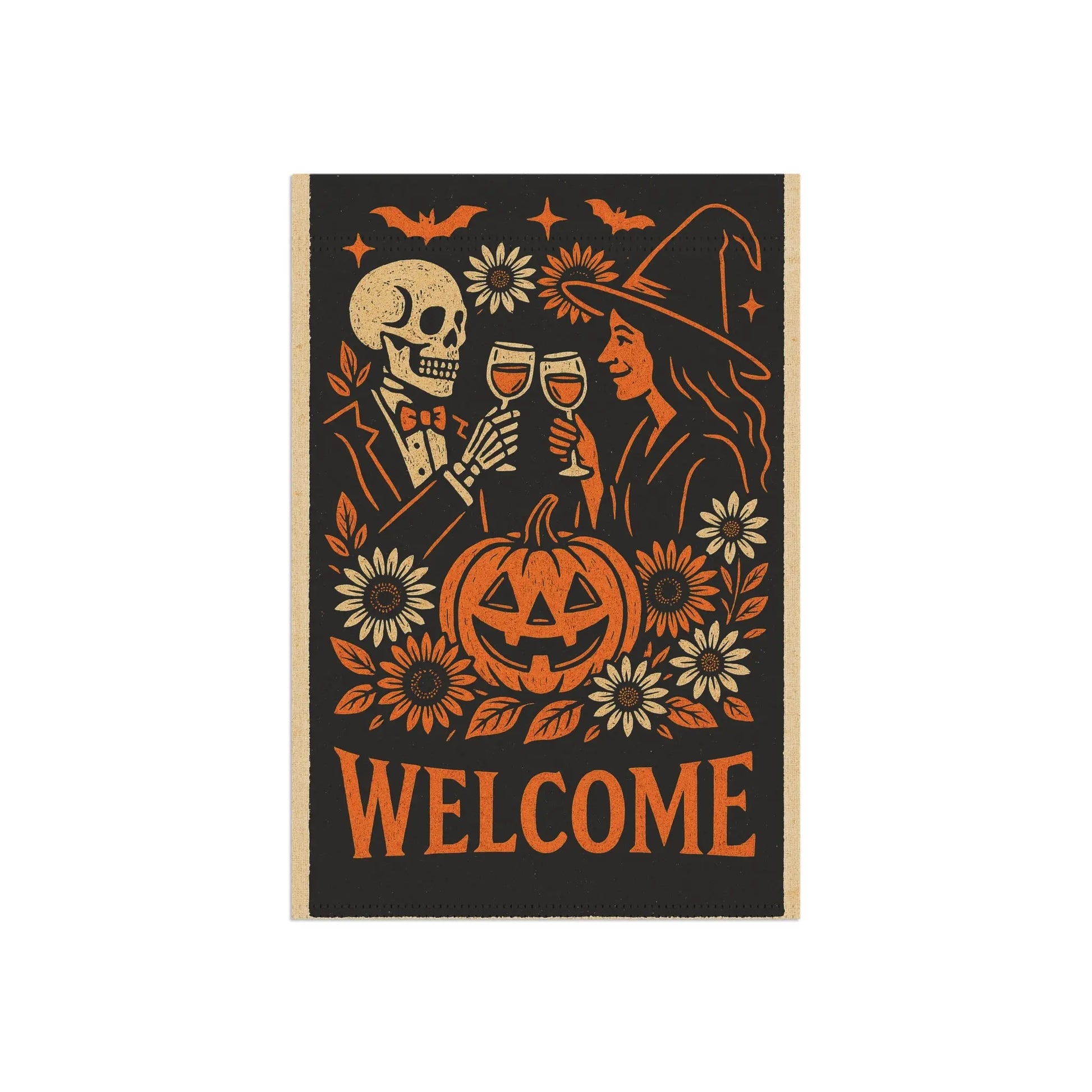 Halloween Garden Banner, Welcome Sign, Seasonal Decor, Outdoor Decoration, Fall Home Decor, Spooky Welcome Flag Printify