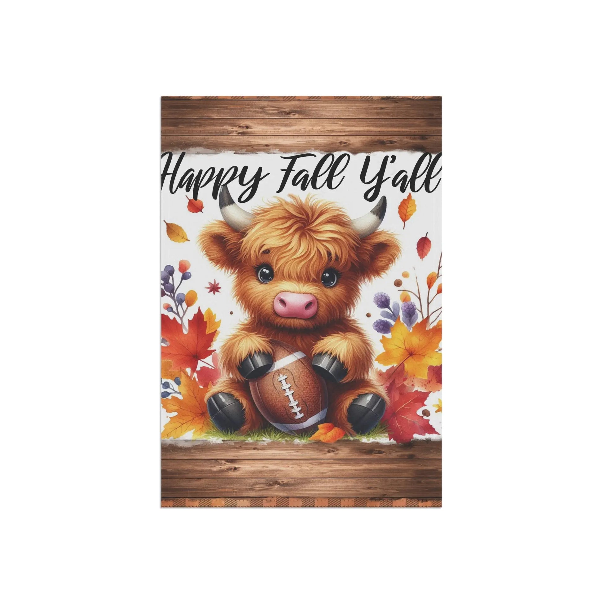 Fall Farmhouse Garden Banner, Cute Cow Decor, Autumn Yard Flag, Happy Fall Y'all, Seasonal Outdoor Decor, Harvest Welcome Sign Printify