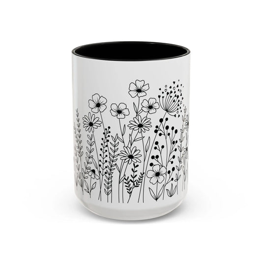 Floral Accent Coffee Mug - Perfect for Tea Lovers, Gift for Her, Home Decor, Mother's Day, Gardening Enthusiasts Printify