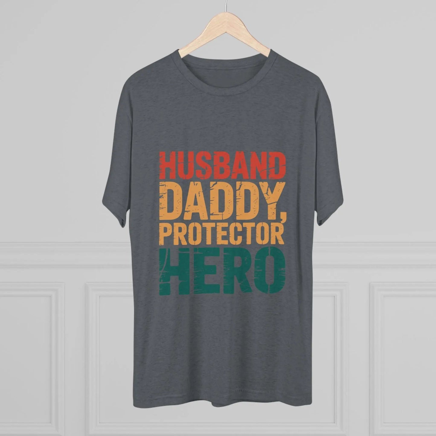 Hero Daddy Tee - Unisex Tri-Blend Crew T-Shirt, Father's Day Gift, Gifts for Dad, Family Gathering Outfit, Casual Wear for Fathers - Rainbow Chaos Art Studio