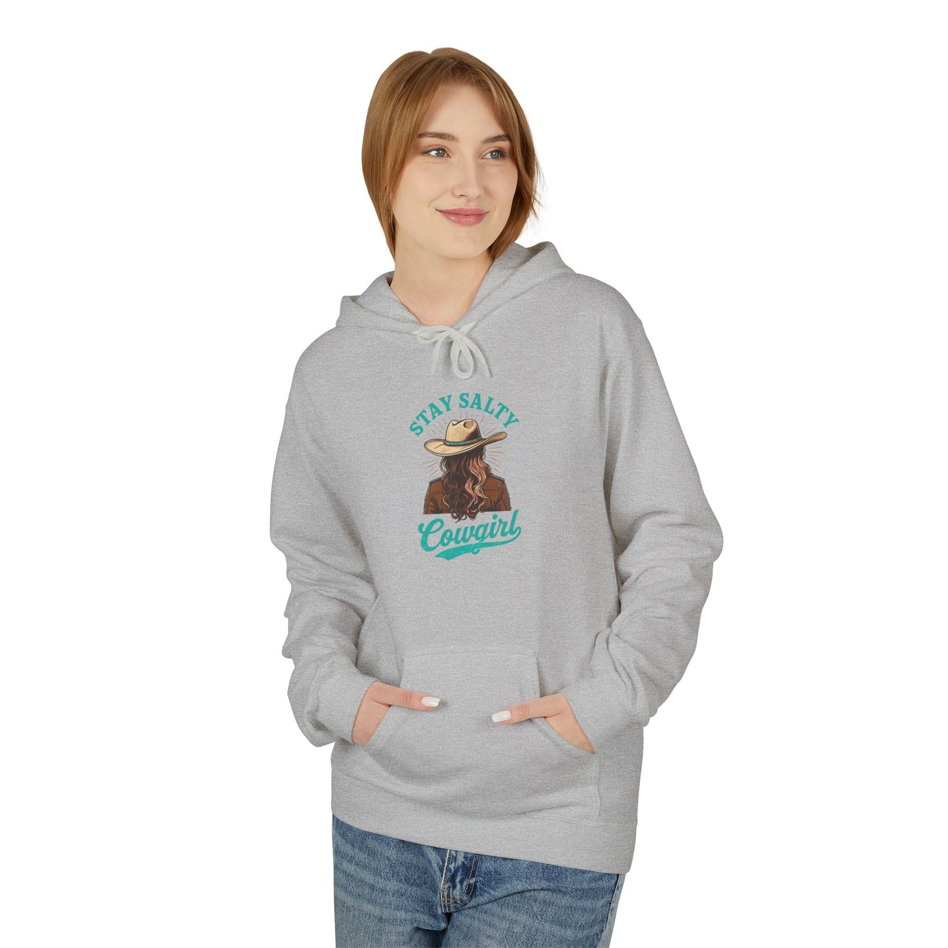 Cowgirl Stay Salty Hoodie, Cozy Fleece Pullover, Western Gift, Country Style Sweatshirt, Unisex Adorable Apparel Printify