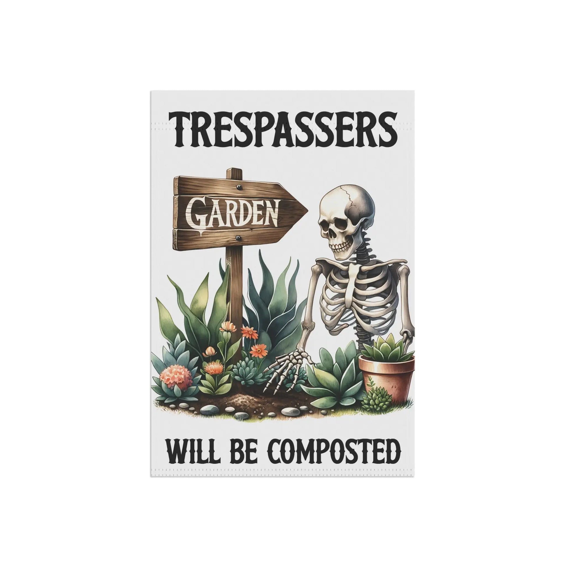 Garden Banner, Funny Banner, Wall Hanging, Garden Decor, Trespassers will be Composted, Gift for Gardeners Printify