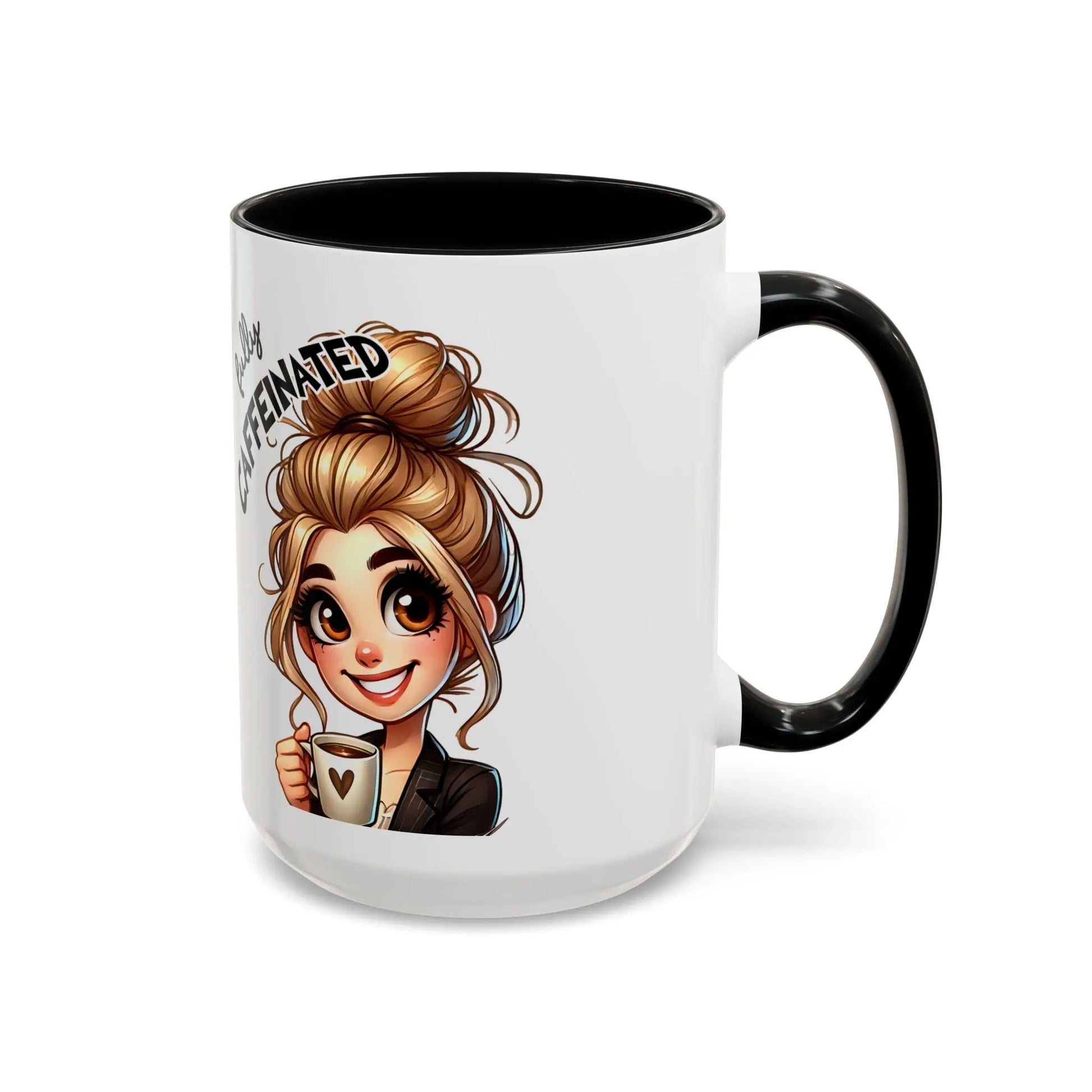 Funny Coffee Mug - Cute Caffeinated Cartoon, Drinkware Printify