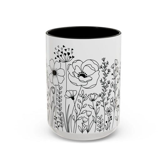 Floral Accent Coffee Mug - Botanical Drinkware, Gift for Plant Lovers, Garden Decor, Spring Birthday, Eco-friendly Mug Printify