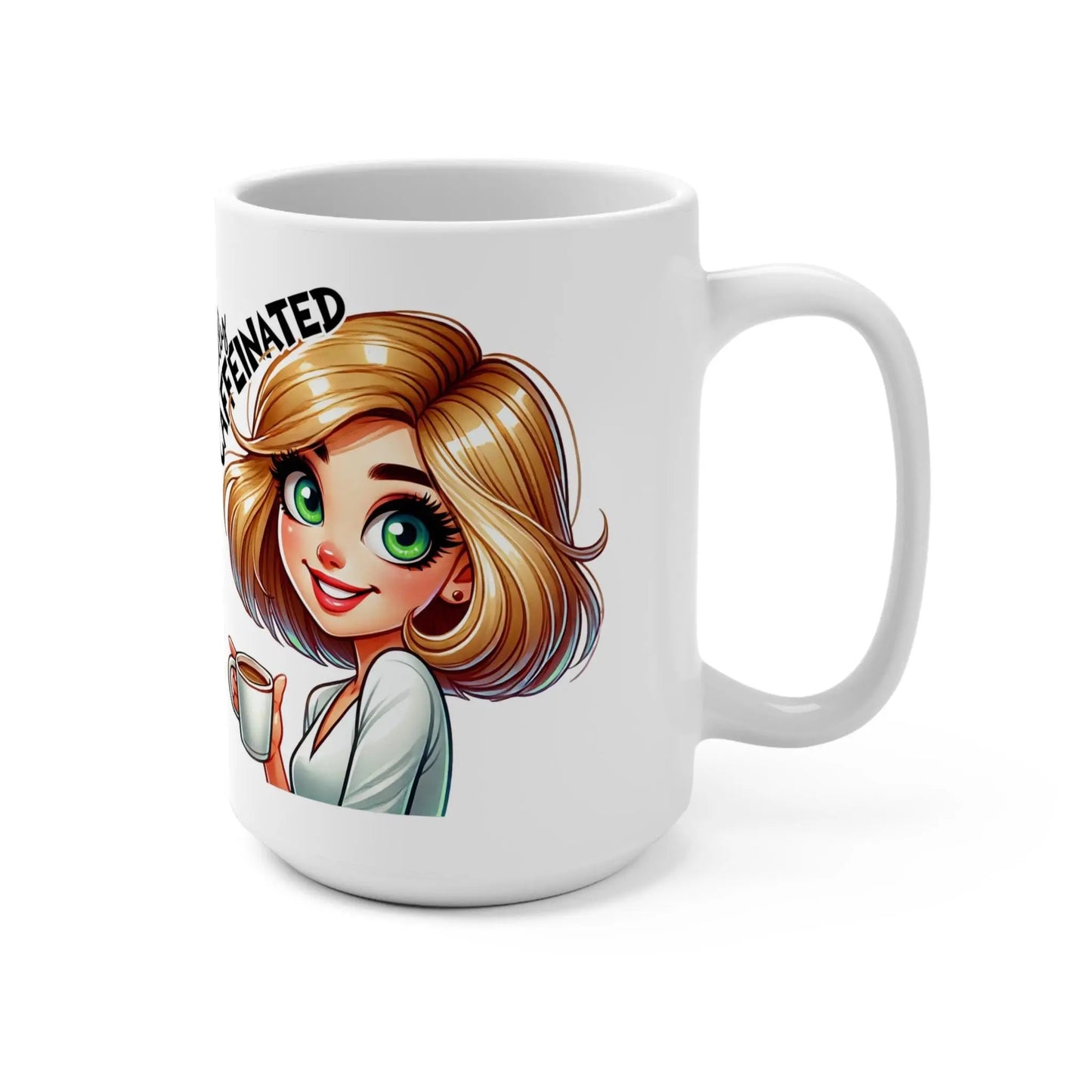 Caffeinated Coffee Mug: 15oz Ceramic, Dishwasher Safe Rainbow Chaos Art Studio