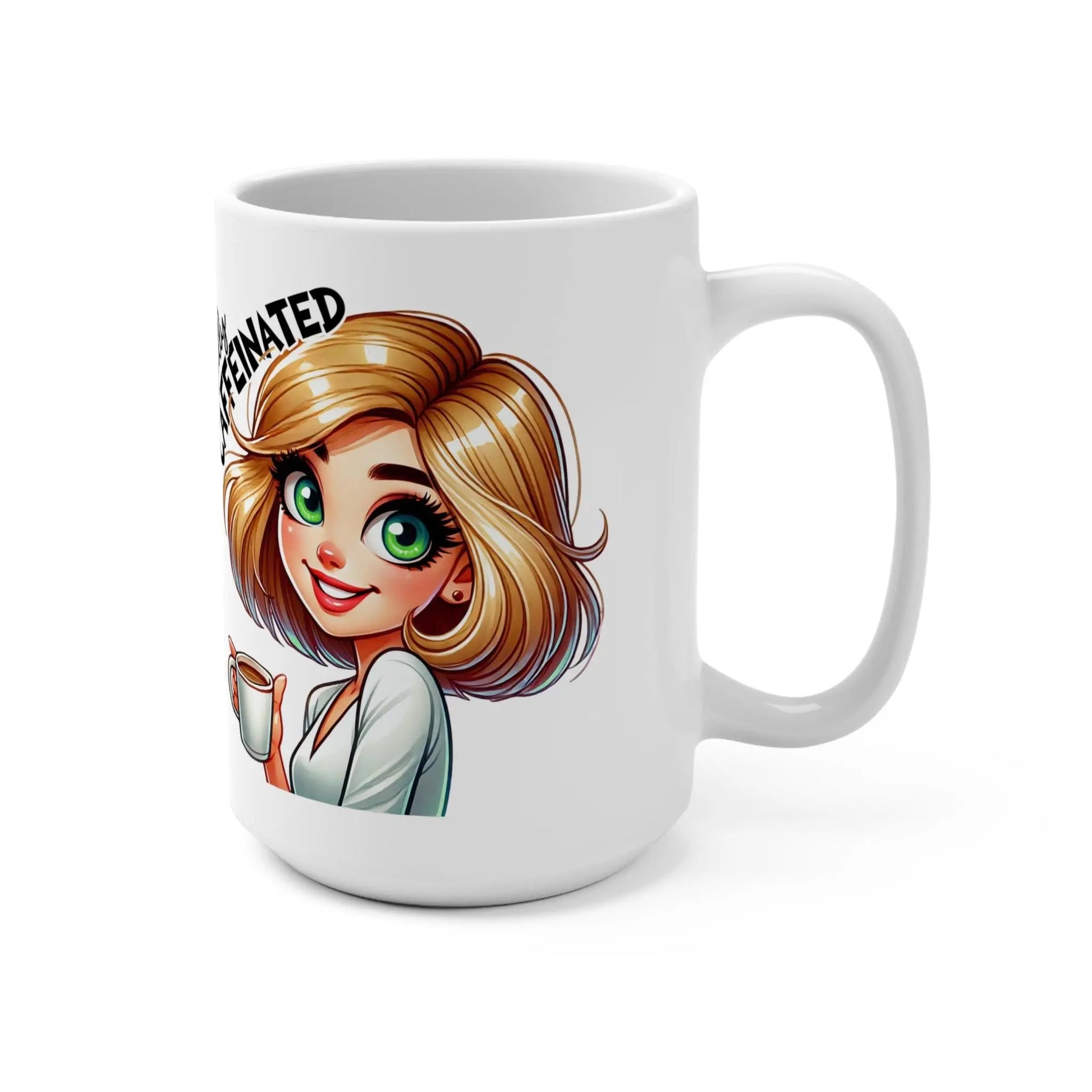 Caffeinated Coffee Mug: 15oz Ceramic, Dishwasher Safe Rainbow Chaos Art Studio