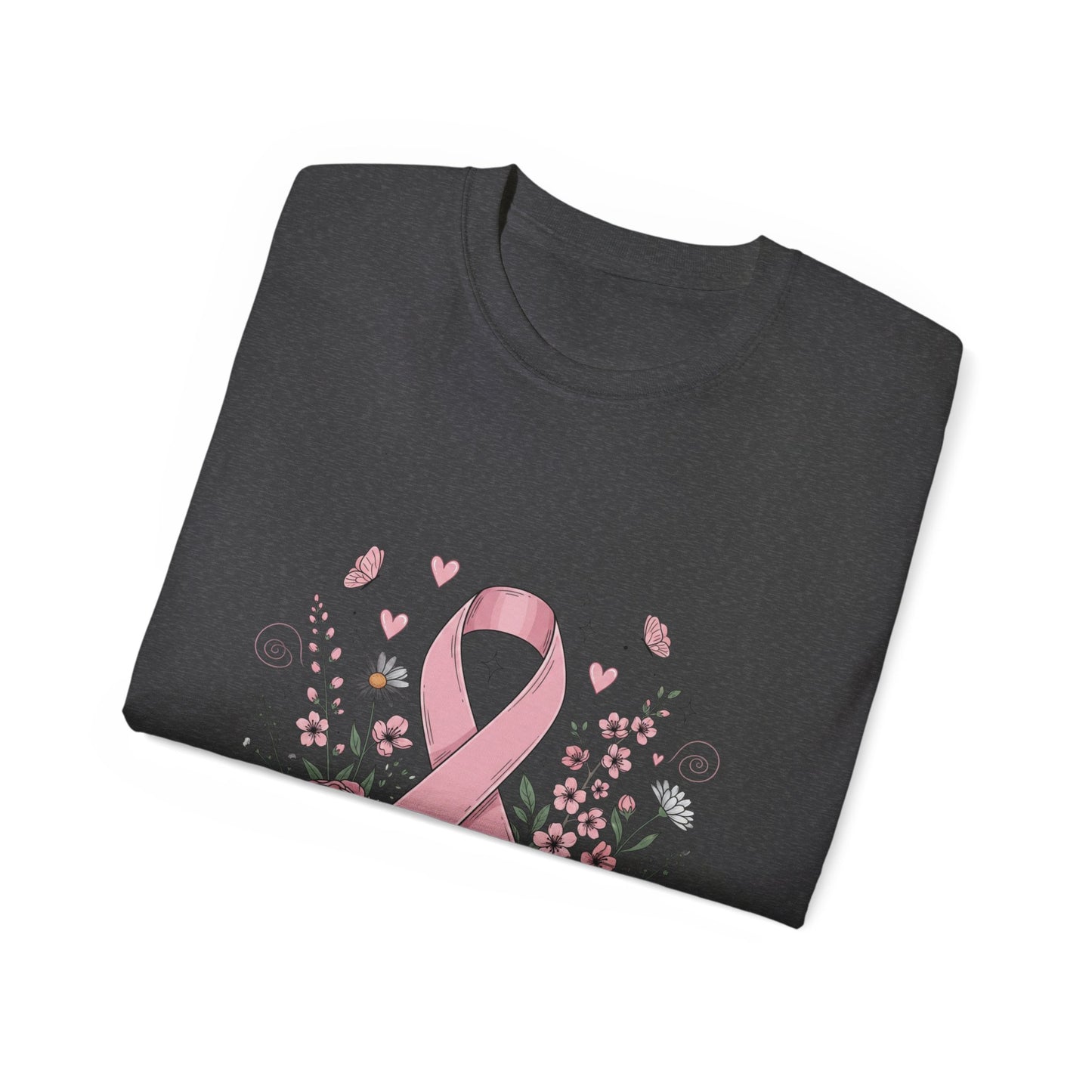 Breast Cancer Awareness Tee, Support Shirt, Floral Ribbon Design, Gift for Her, Unisex T-Shirt