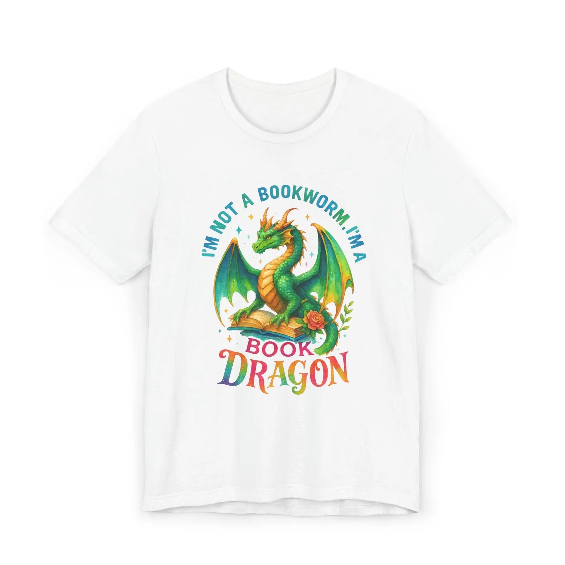 Book Dragon Graphic Tee: Literary Humor Shirt for Book Lovers Rainbow Chaos Art Studio