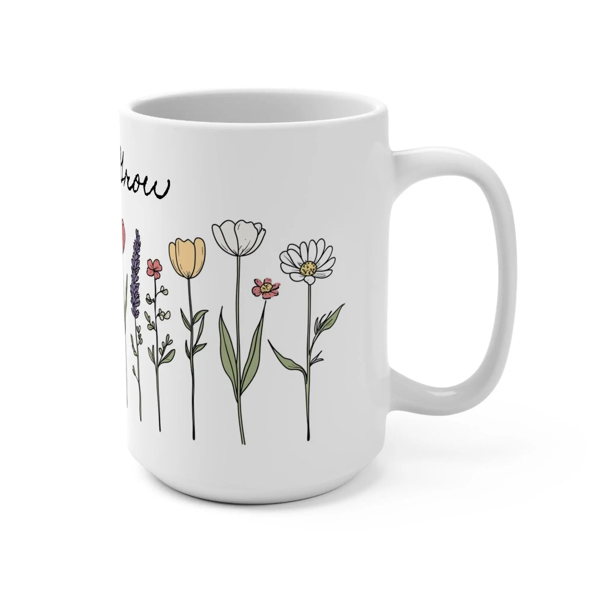 Floral Garden Mug, Coffee Cup, Flower Lover Gift, Home Decor, Botanical Drinkware, Mother's Day Present Rainbow Chaos Art Studio