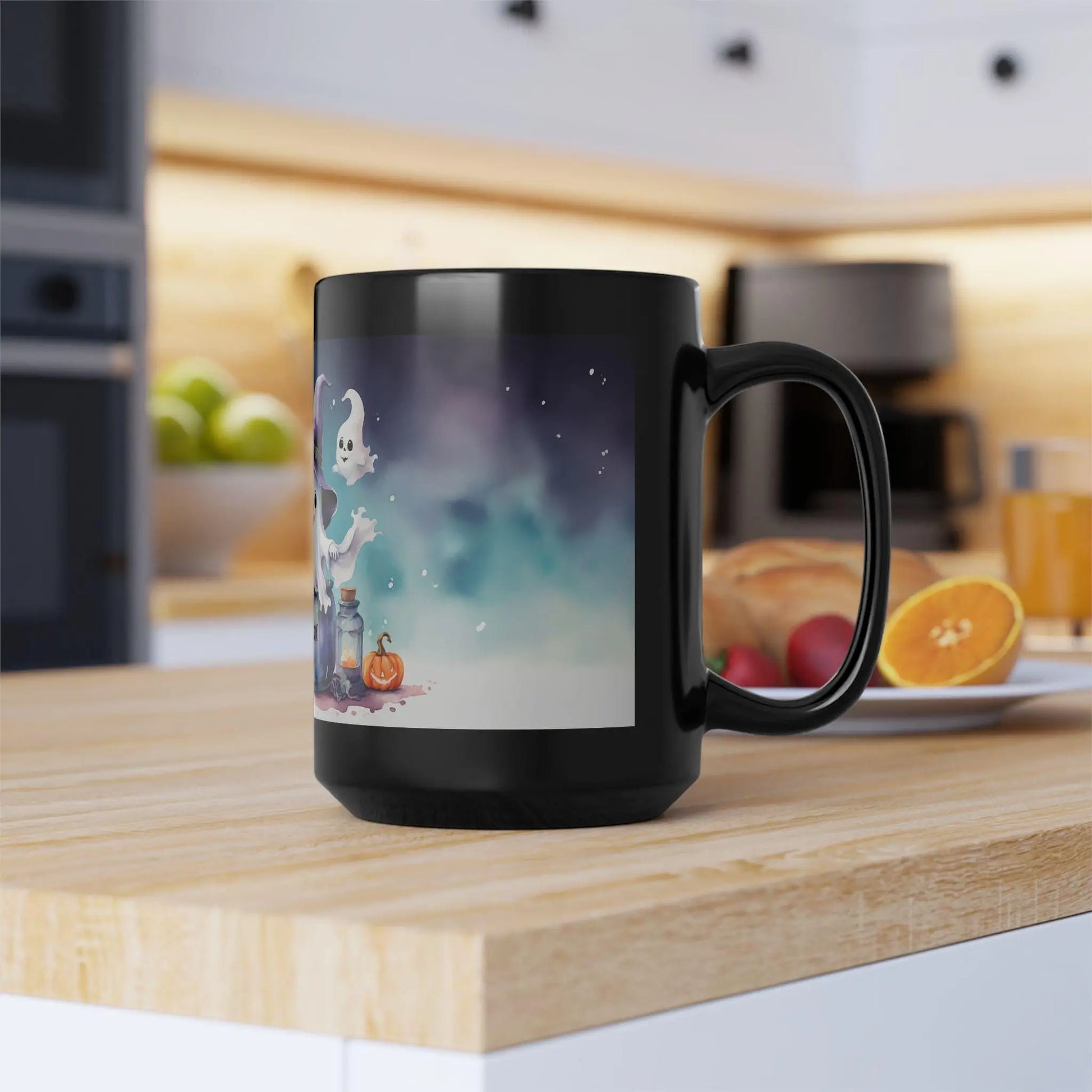 Halloween Witch Ghost Mug: Spooky Coffee Cup, Fall Drinkware Rainbow Chaos Art Studio