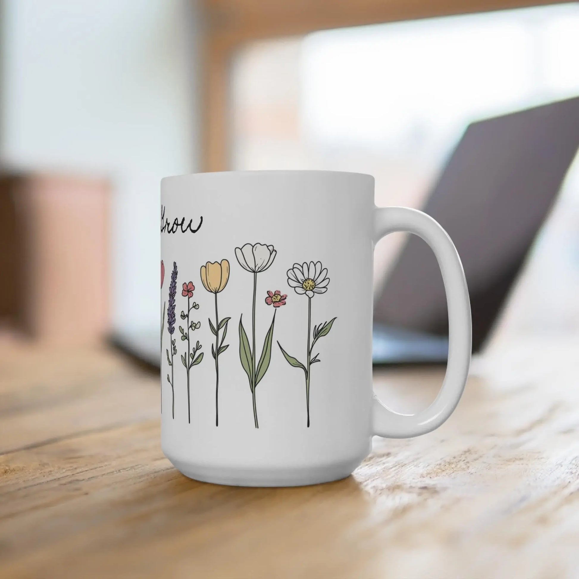 Floral Garden Mug, Coffee Cup, Flower Lover Gift, Home Decor, Botanical Drinkware, Mother's Day Present Rainbow Chaos Art Studio
