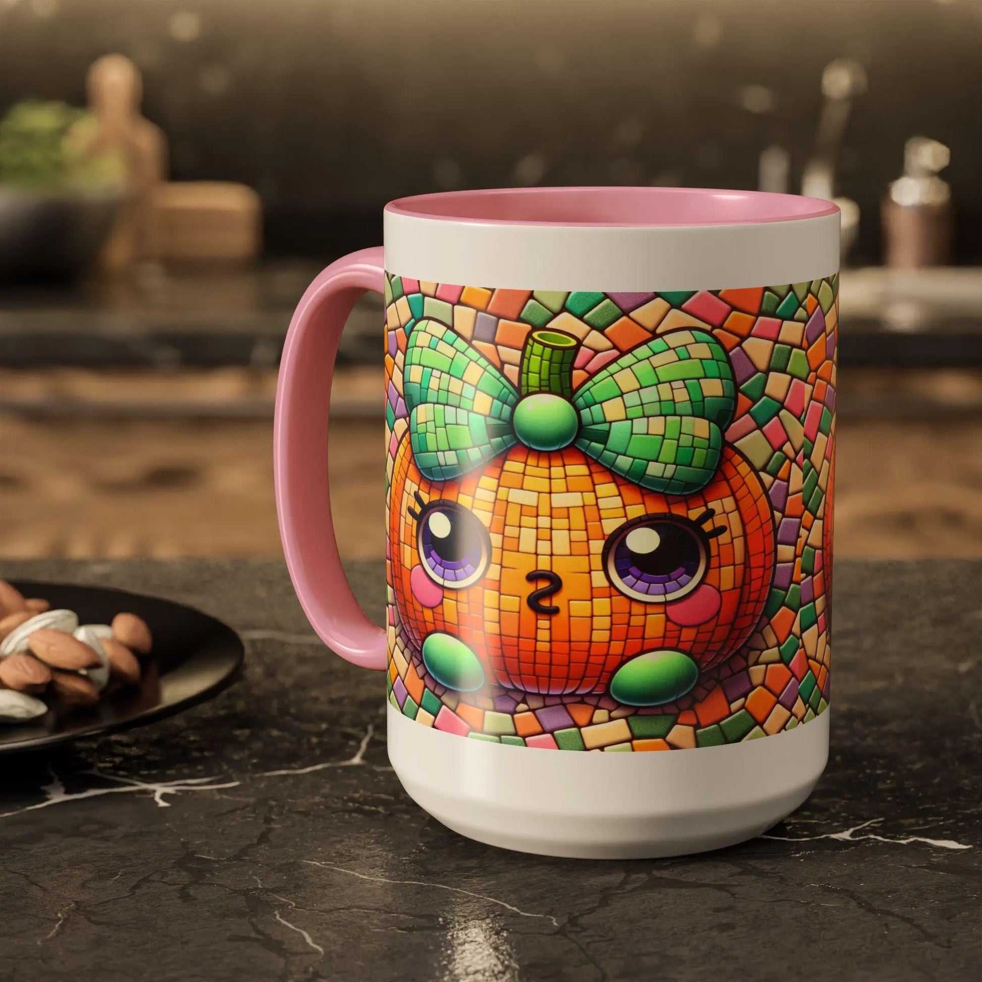 Colorful Pumpkin Mosaic Mug: Fall Decor, Cozy Drinkware Rainbow Chaos Art Studio