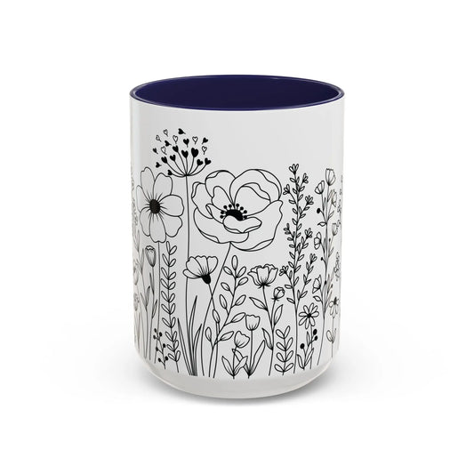 Floral Accent Coffee Mug - Botanical Drinkware, Gift for Plant Lovers, Garden Decor, Spring Birthday, Eco-friendly Mug Printify
