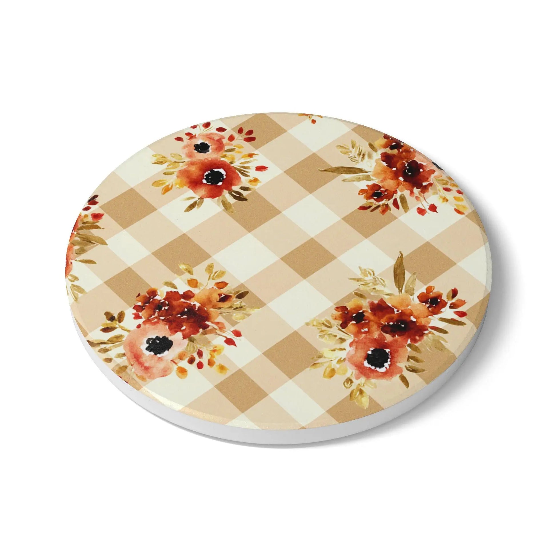 Floral Ceramic Coaster Set: Rustic Table Decor Rainbow Chaos Art Studio