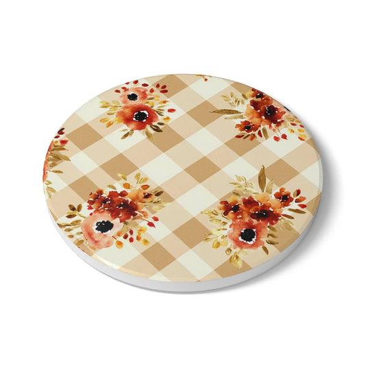 Floral Ceramic Coaster Set: Rustic Table Decor Rainbow Chaos Art Studio