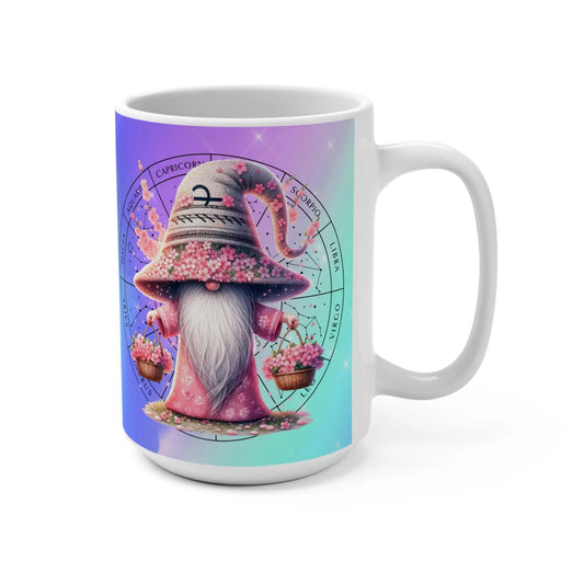 Libra Zodiac Gnome Mug: Astrology Coffee Cup, Birthday Gift Rainbow Chaos Art Studio