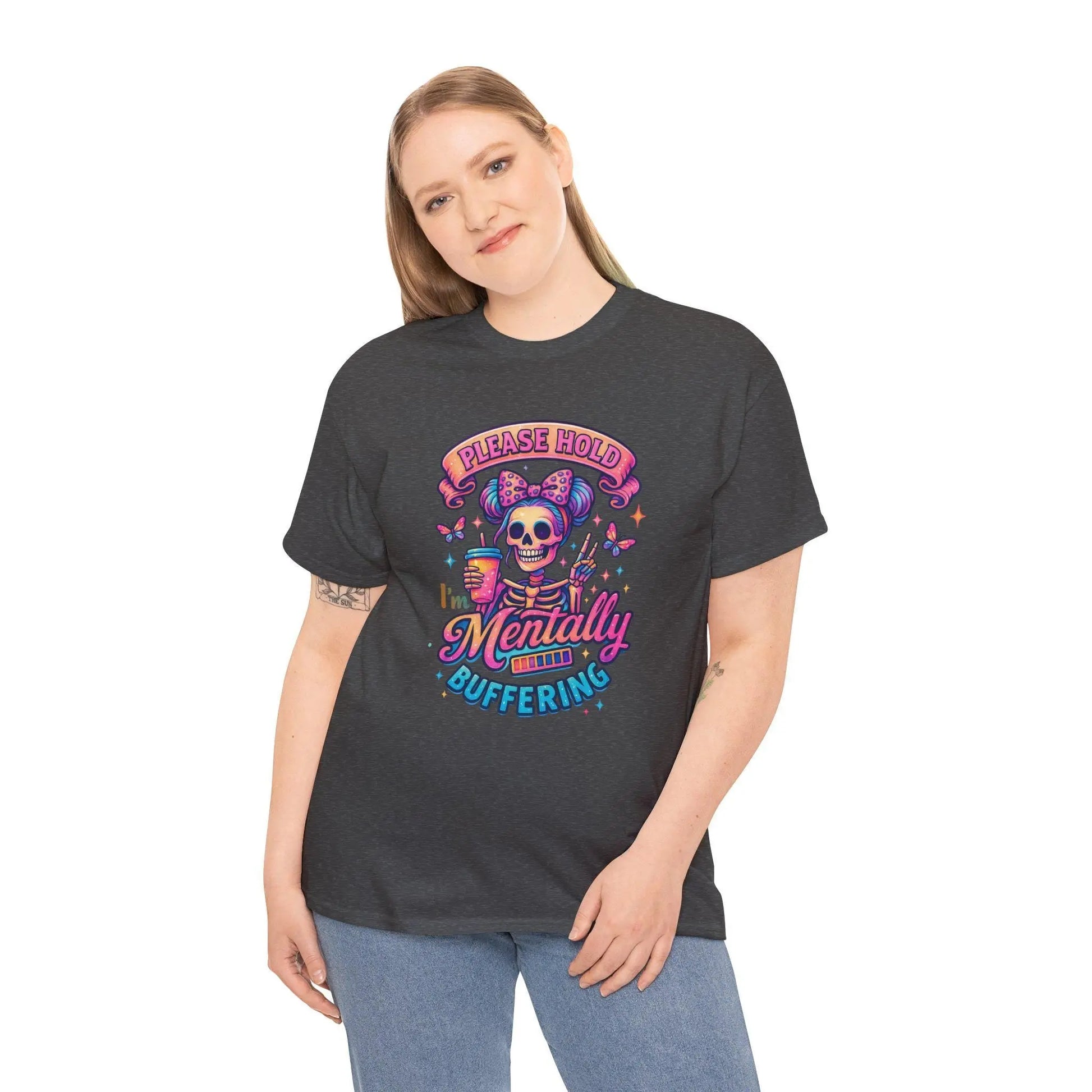 Mentally Loading Graphic Tee: Quirky Unisex Comfort T-Shirt Rainbow Chaos Art Studio