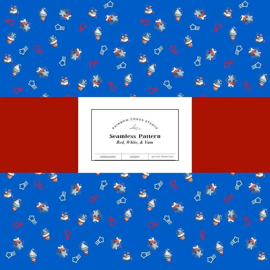 Red White & Yum Seamless Pattern | INSTANT DOWNLOAD | Digital Paper | Printable Paper Rainbow Chaos Art Studio