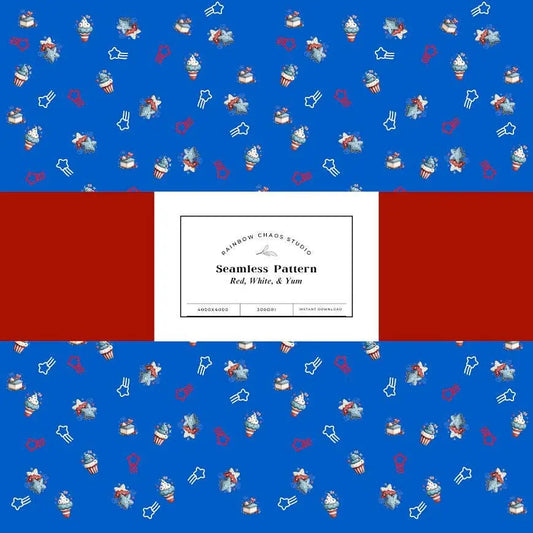 Red White & Yum Seamless Pattern | INSTANT DOWNLOAD | Digital Paper | Printable Paper Rainbow Chaos Art Studio