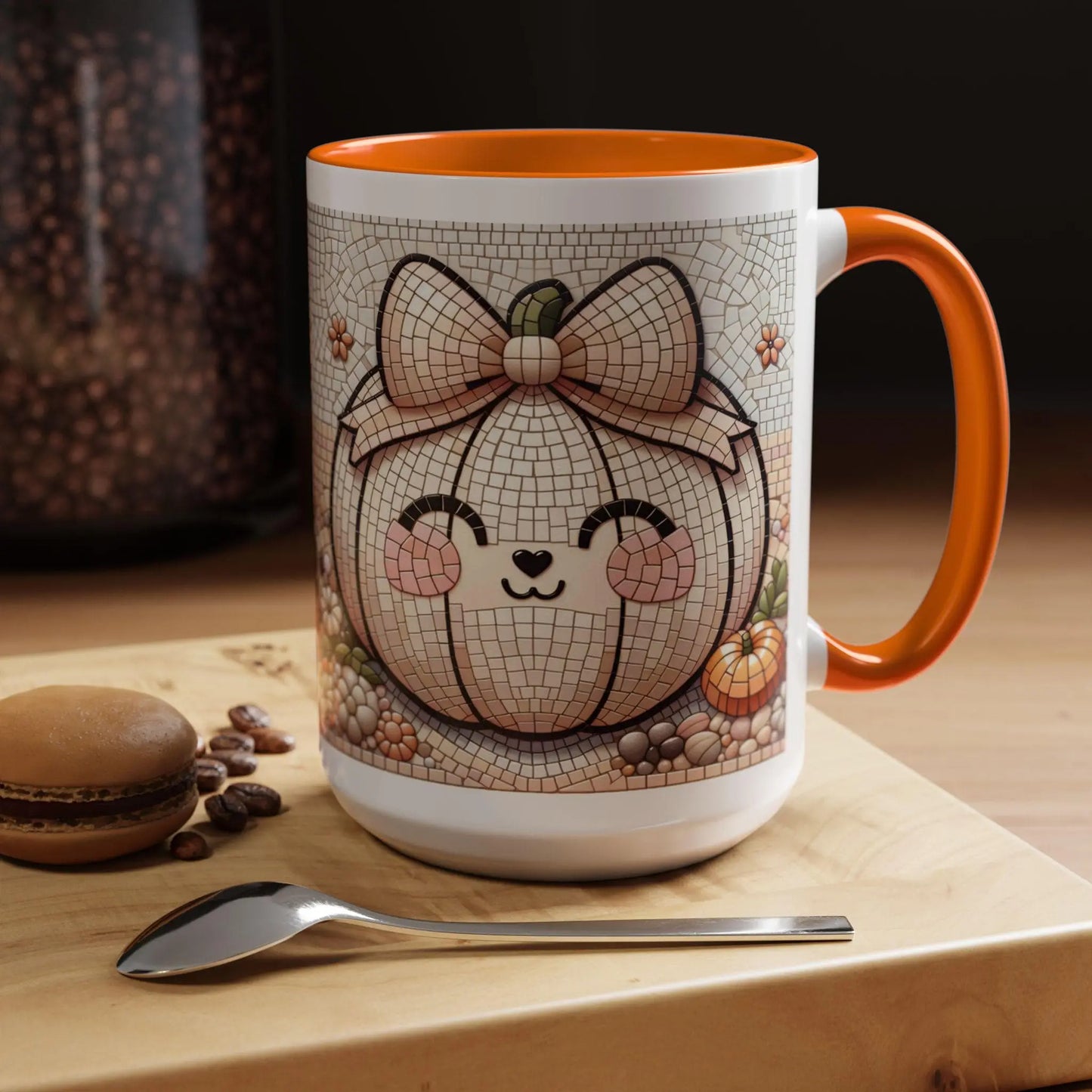 Cute Pumpkin Accent Coffee Mug for Fall, Autumn Decor, Gift for Pumpkin Lovers, Halloween, Thanksgiving, Kitchen Fun Rainbow Chaos Art Studio
