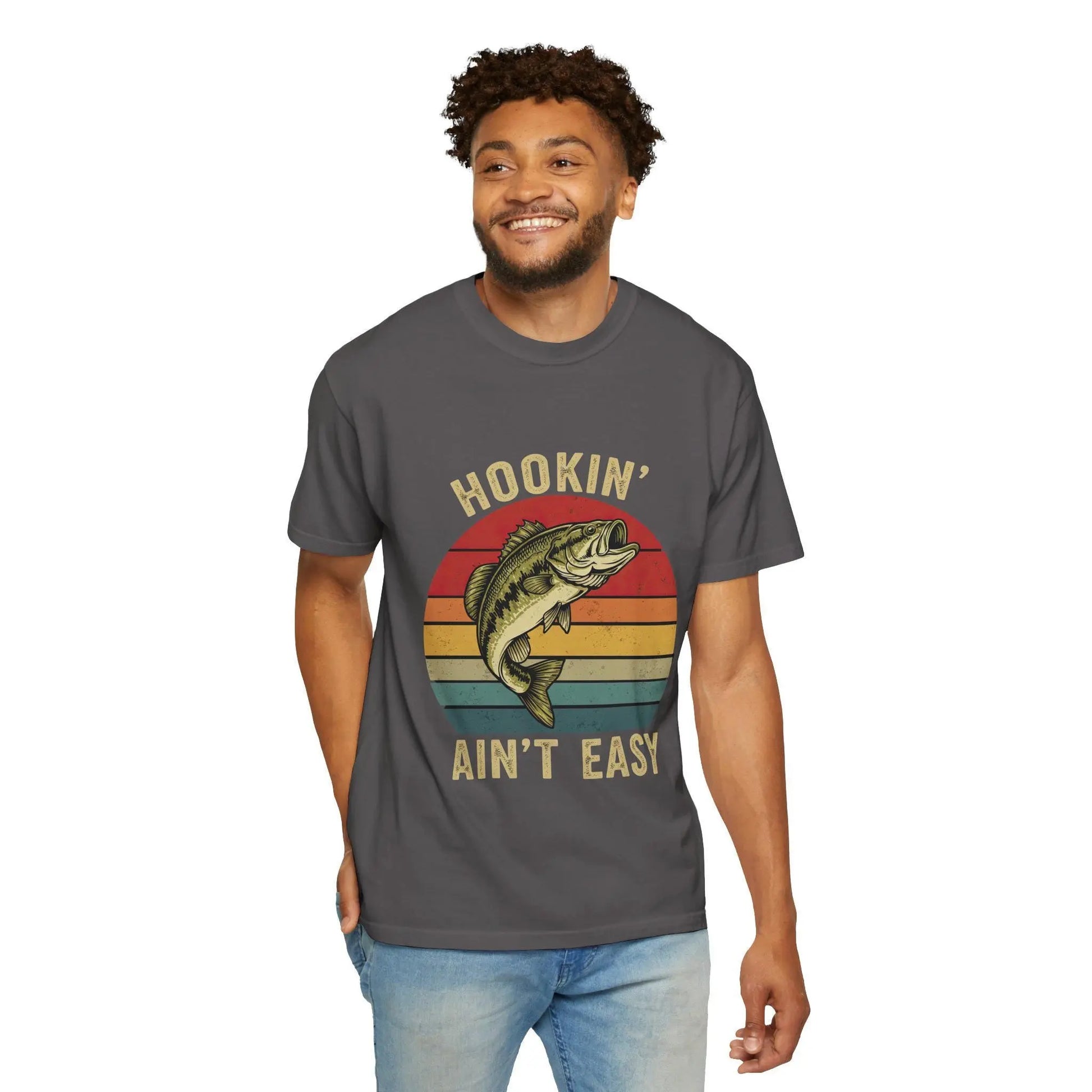 Fishing Adventure T-Shirt: Hookin' Ain't Easy - Unisex Angler Tee Rainbow Chaos Art Studio