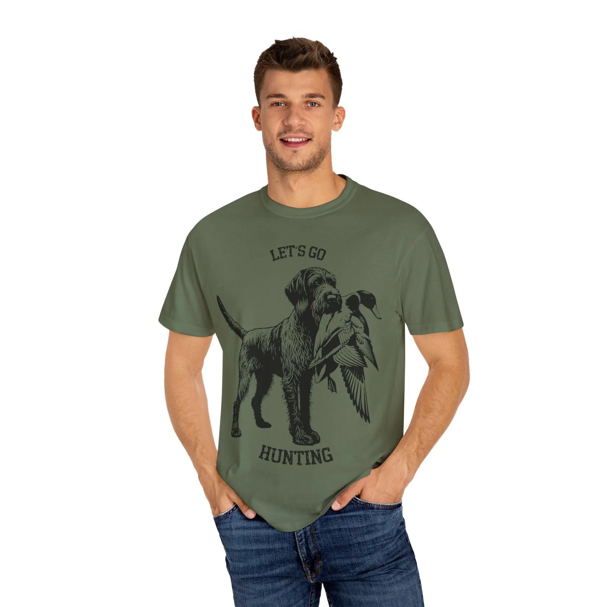 German Wirehaired Pointer T-Shirt: Hunting Dog Unisex Tee Rainbow Chaos Art Studio