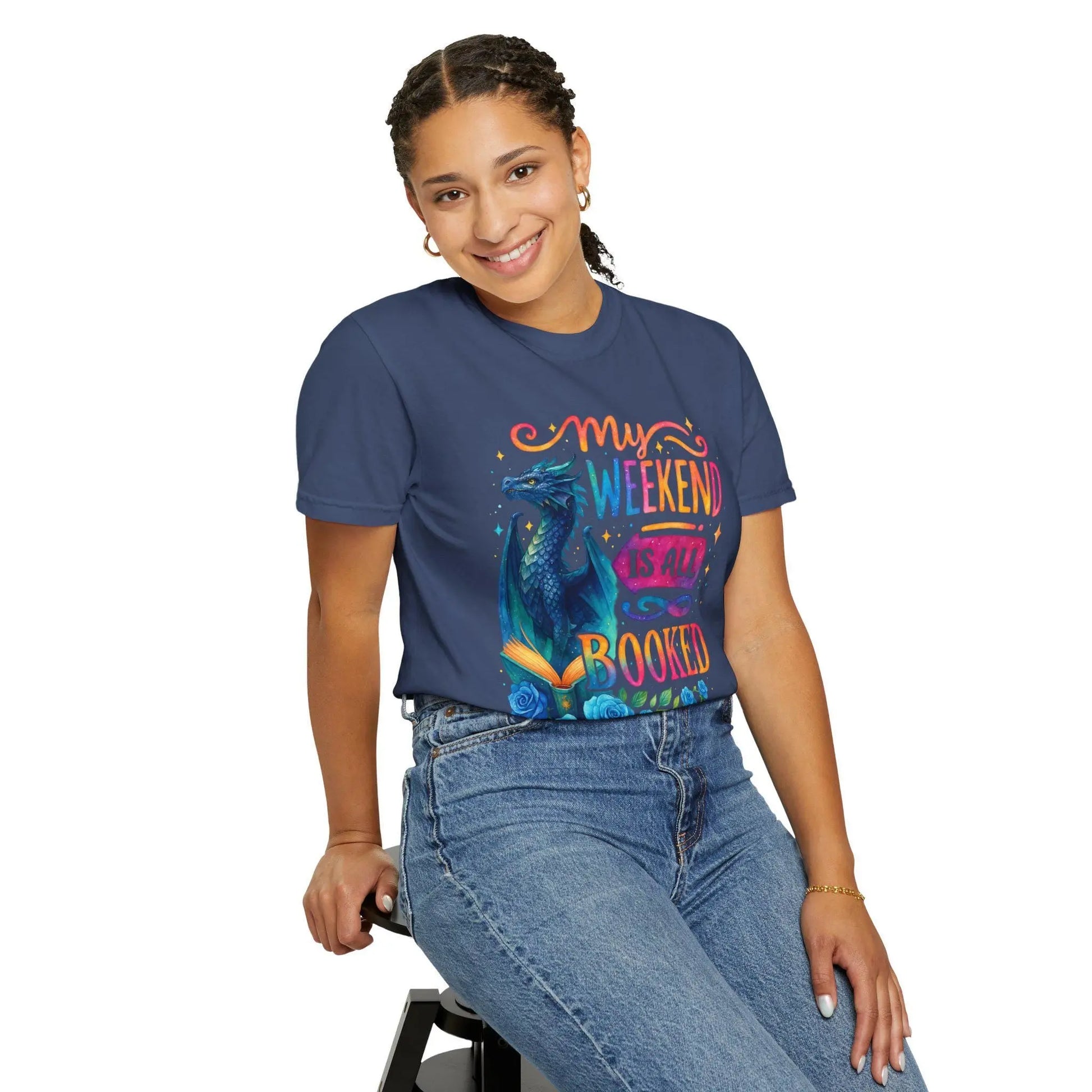 Dragon T-Shirt: Book Lover Gift - Fantasy Weekend Vibes Rainbow Chaos Art Studio