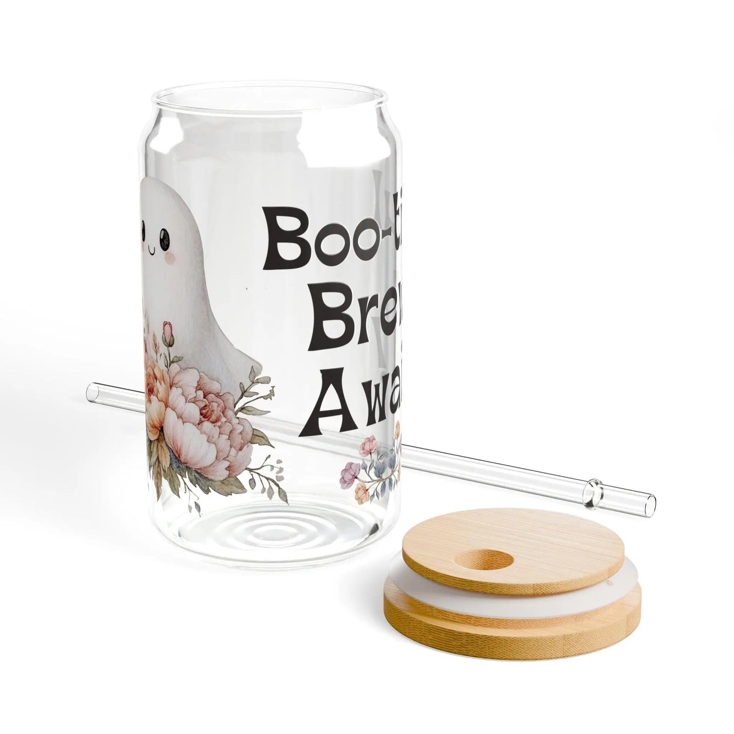 Cute Ghost Sipper Glass, 16oz | Unique Drinkware | Perfect for Gifts | Cute Decor | Halloween & Everyday Use Rainbow Chaos Art Studio