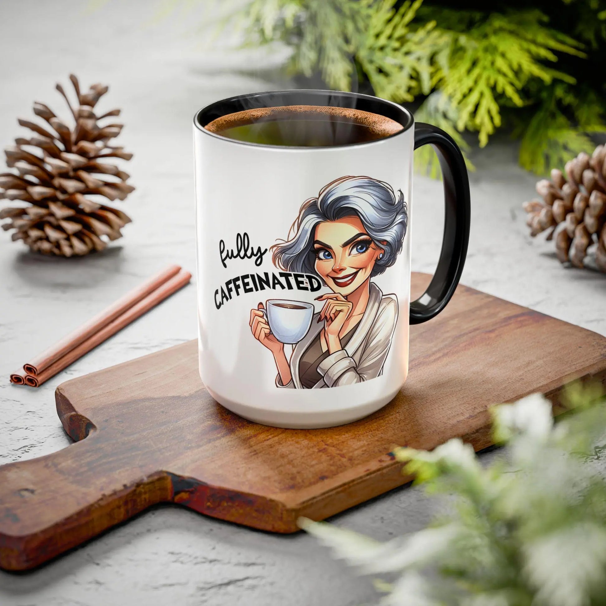 Fully Caffeinated Coffee Mug: Fun & Colorful Ceramic Cup Rainbow Chaos Art Studio