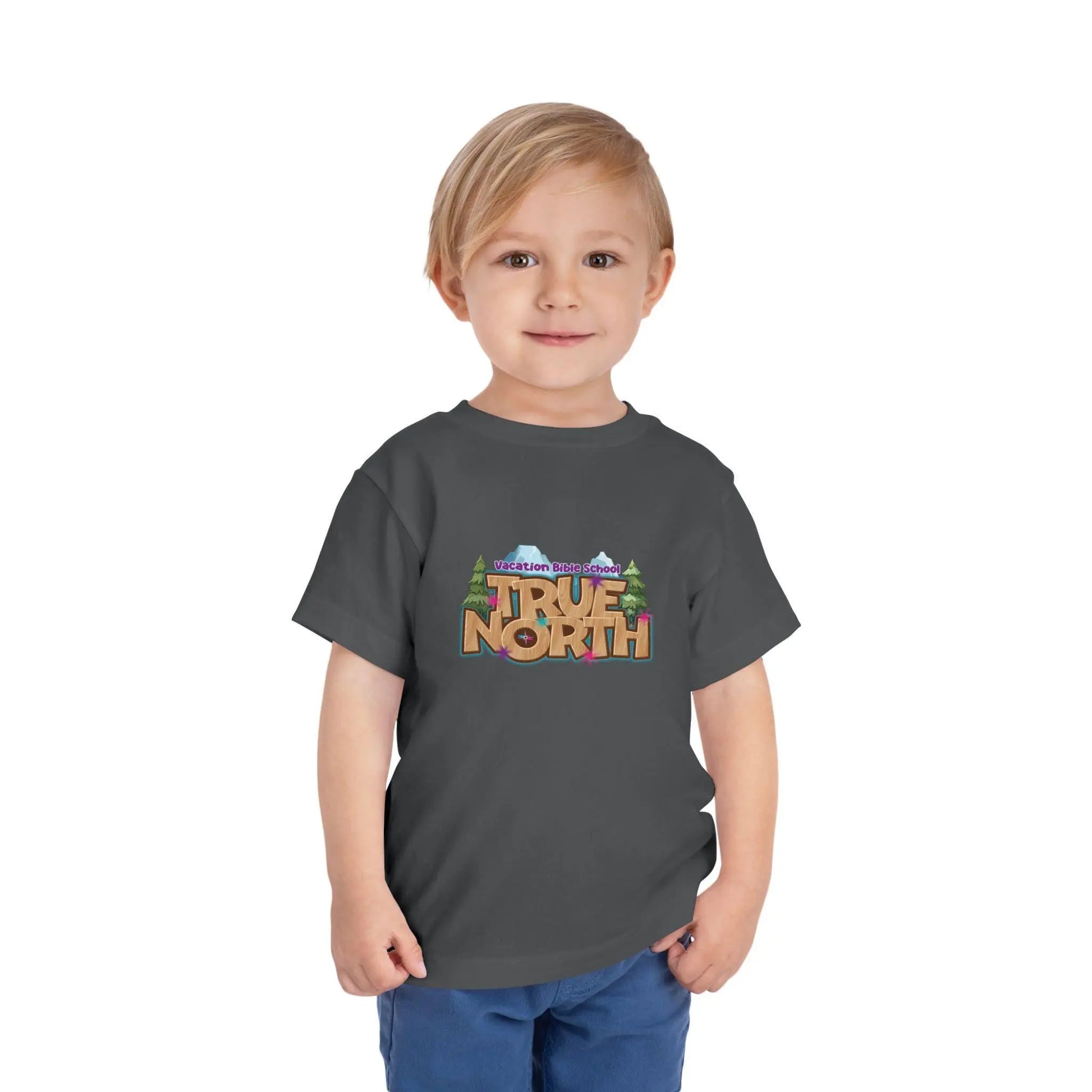 Toddler True North Tee: Explore Nature, Trusting Jesus Design Rainbow Chaos Art Studio