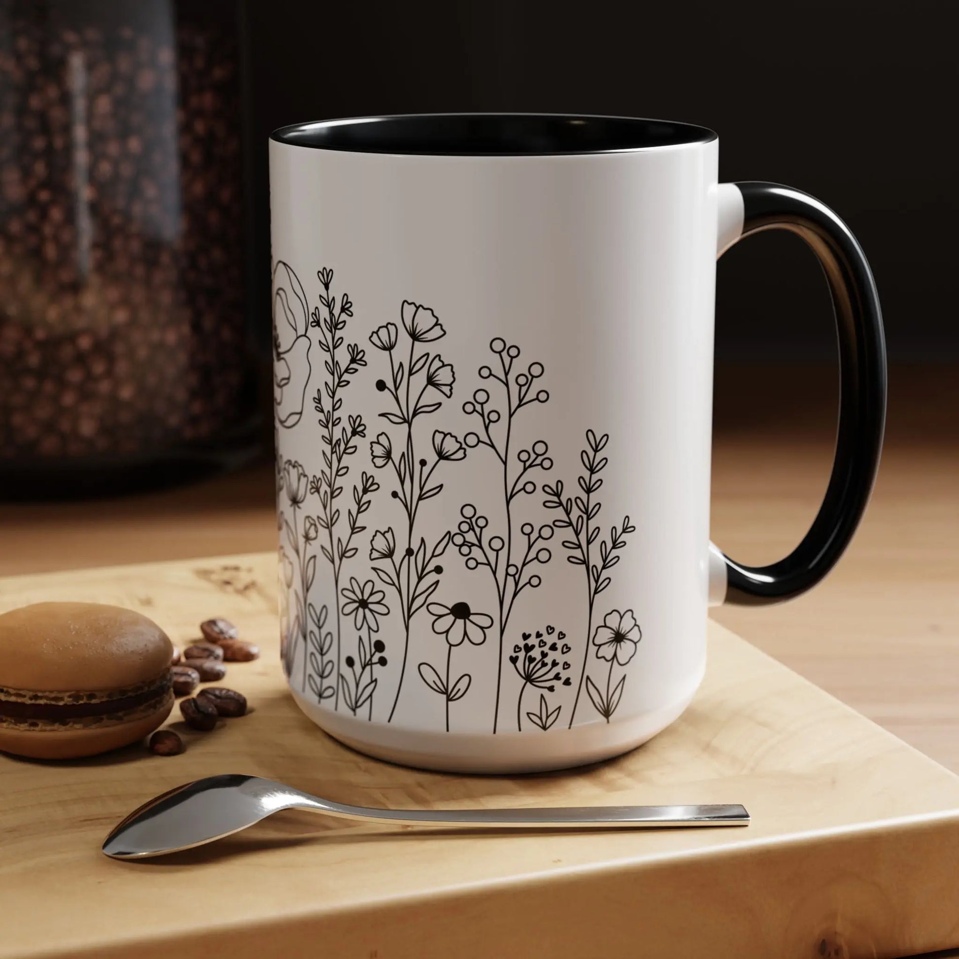 Floral Accent Coffee Mug - Botanical Drinkware, Gift for Plant Lovers, Garden Decor, Spring Birthday, Eco-friendly Mug Printify