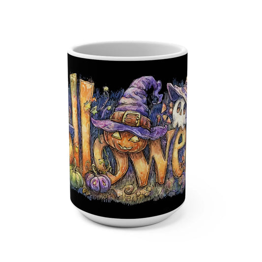 Halloween Pumpkin Mug: Spooky Ghost Coffee Cup - Fall Decor Rainbow Chaos Art Studio